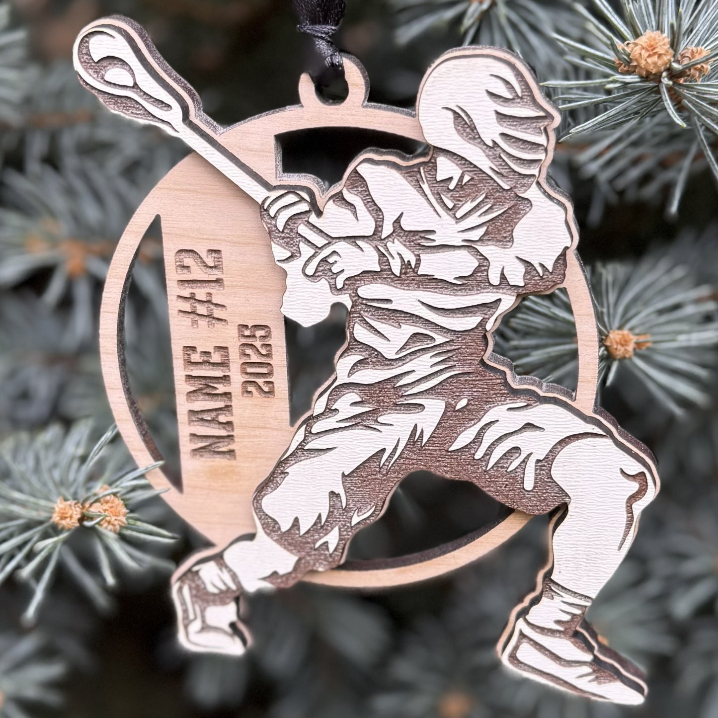 Seneca Valley Lacrosse Player w/ name, # and year Ornament