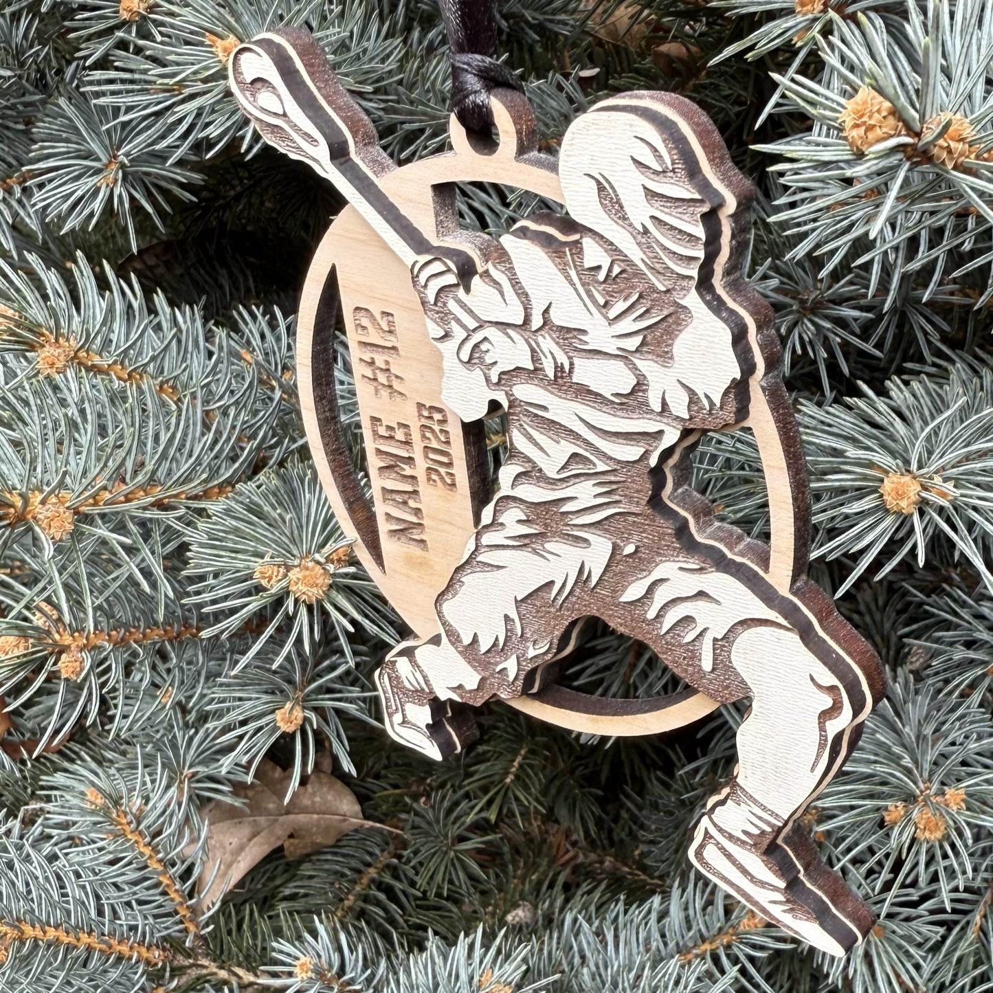 Seneca Valley Lacrosse Player w/ name, # and year Ornament