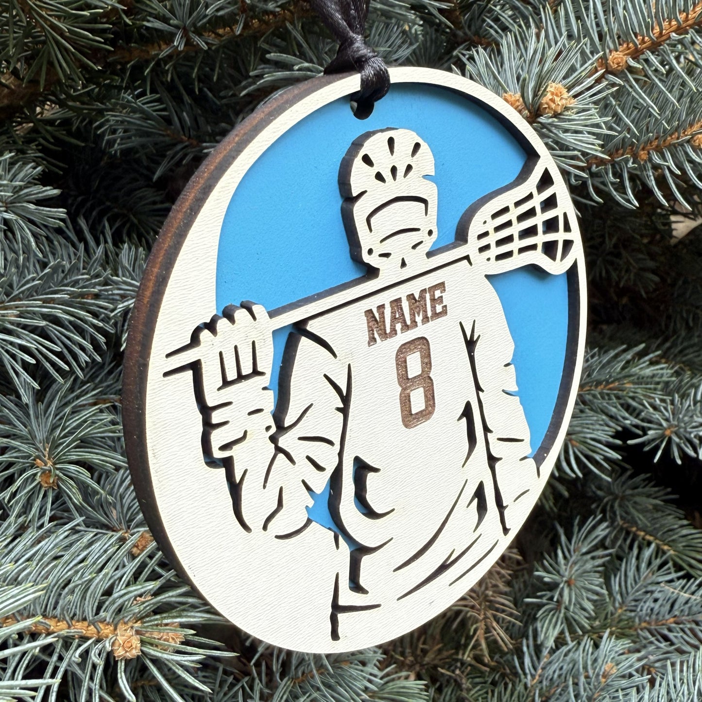 Seneca Valley Lacrosse Player w/ name and # Ornament