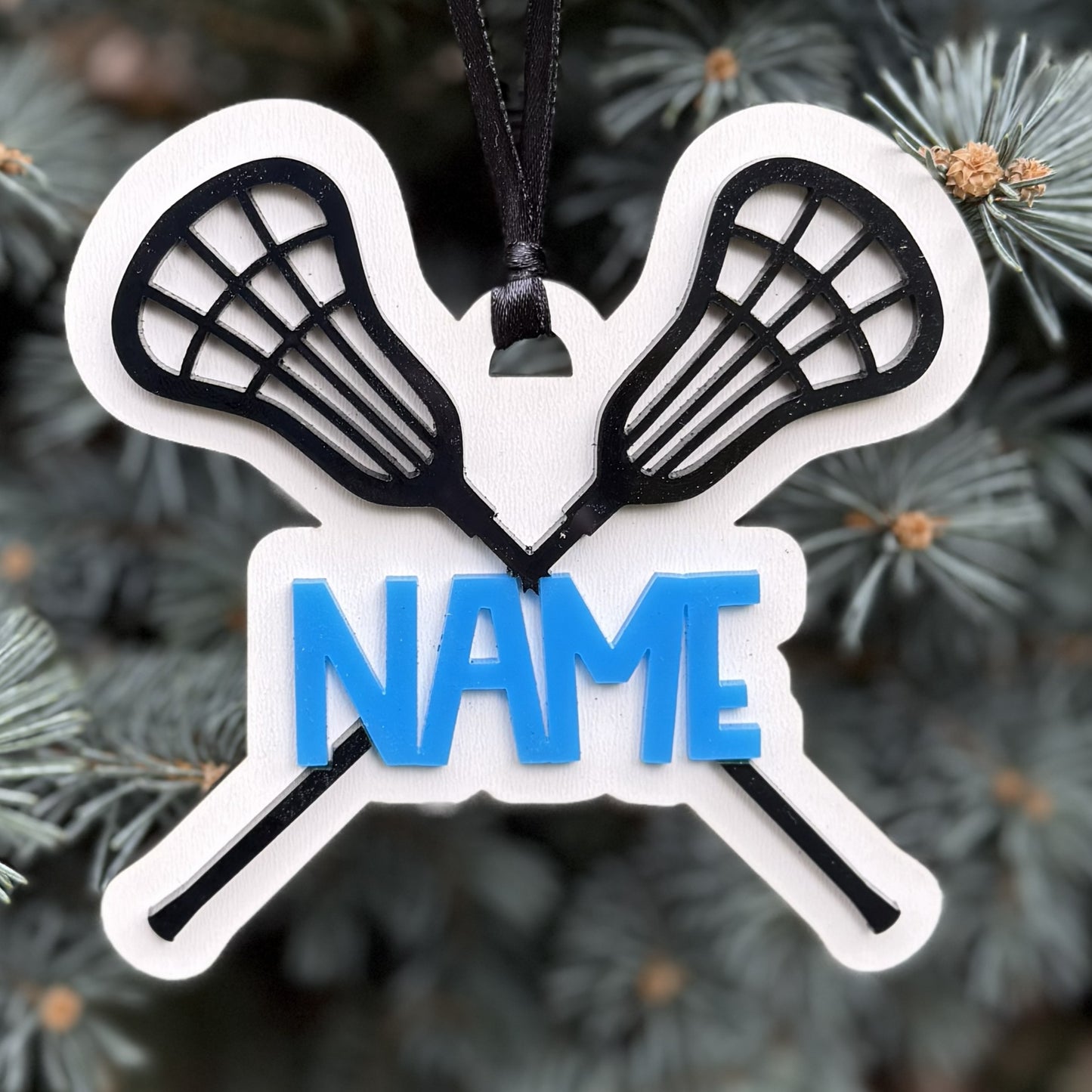 Seneca Valley Lacrosse Sticks w/Name Ornament