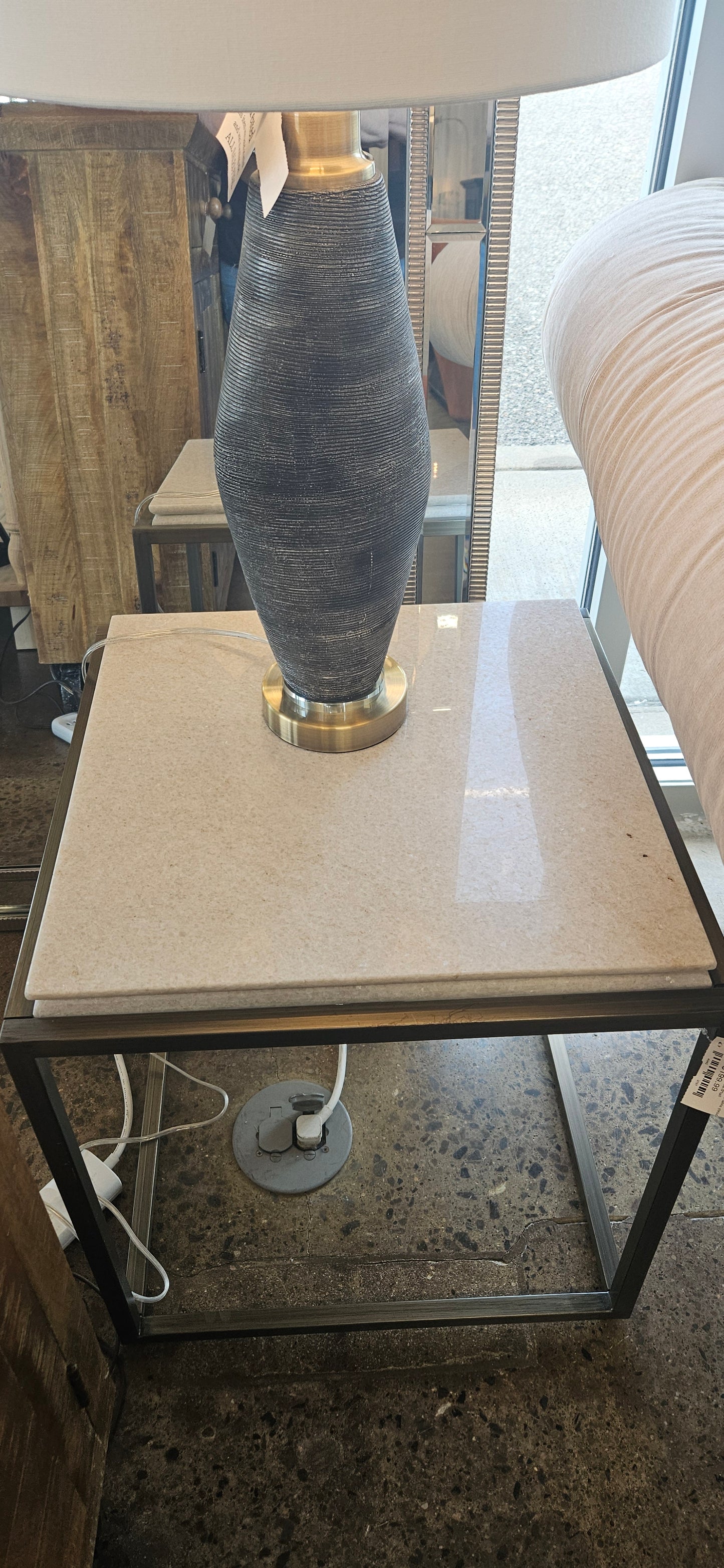 Marble top with natural steel end table (Model Home)