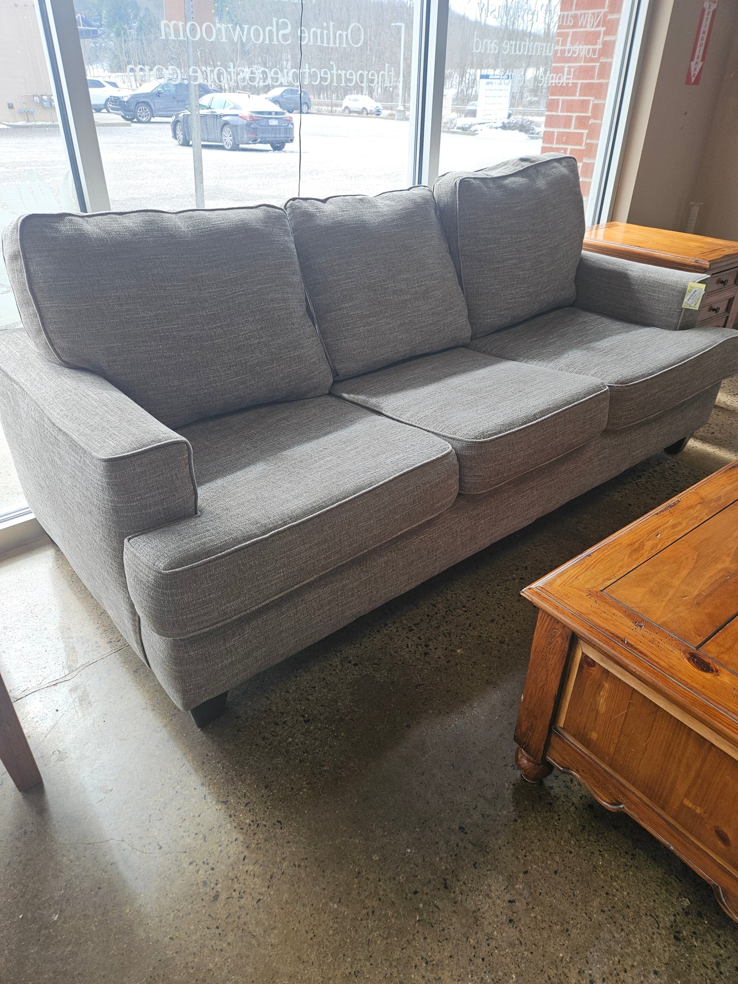 Gray tweed matching sofa and chair