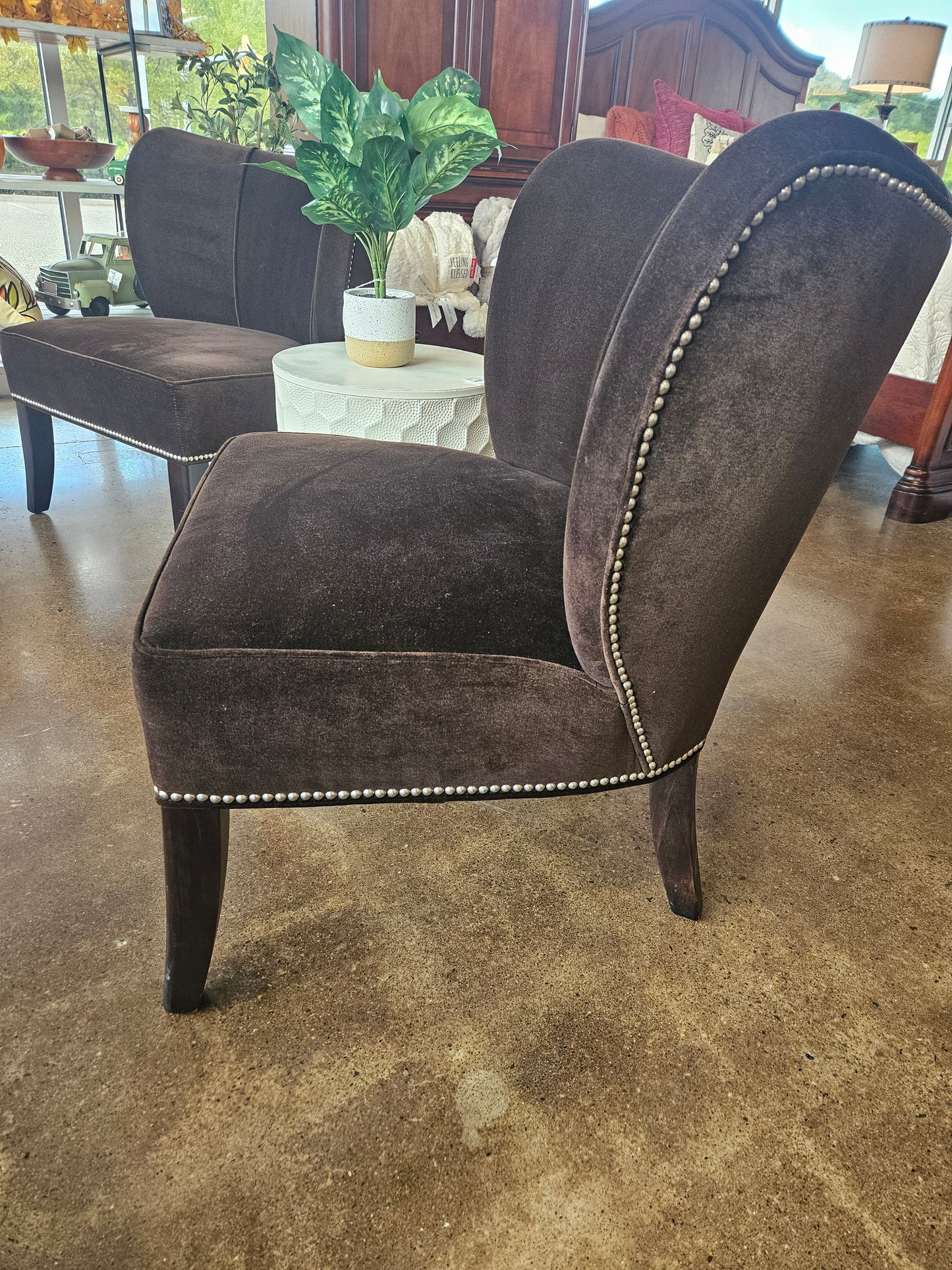 Chocolate Nailhead Trim Accent Chair