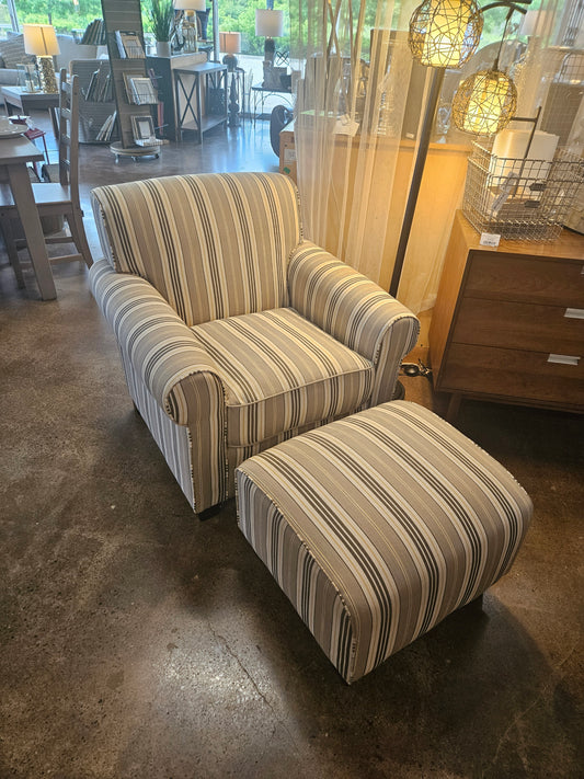 Striped Chair and Ottoman by Handy Living