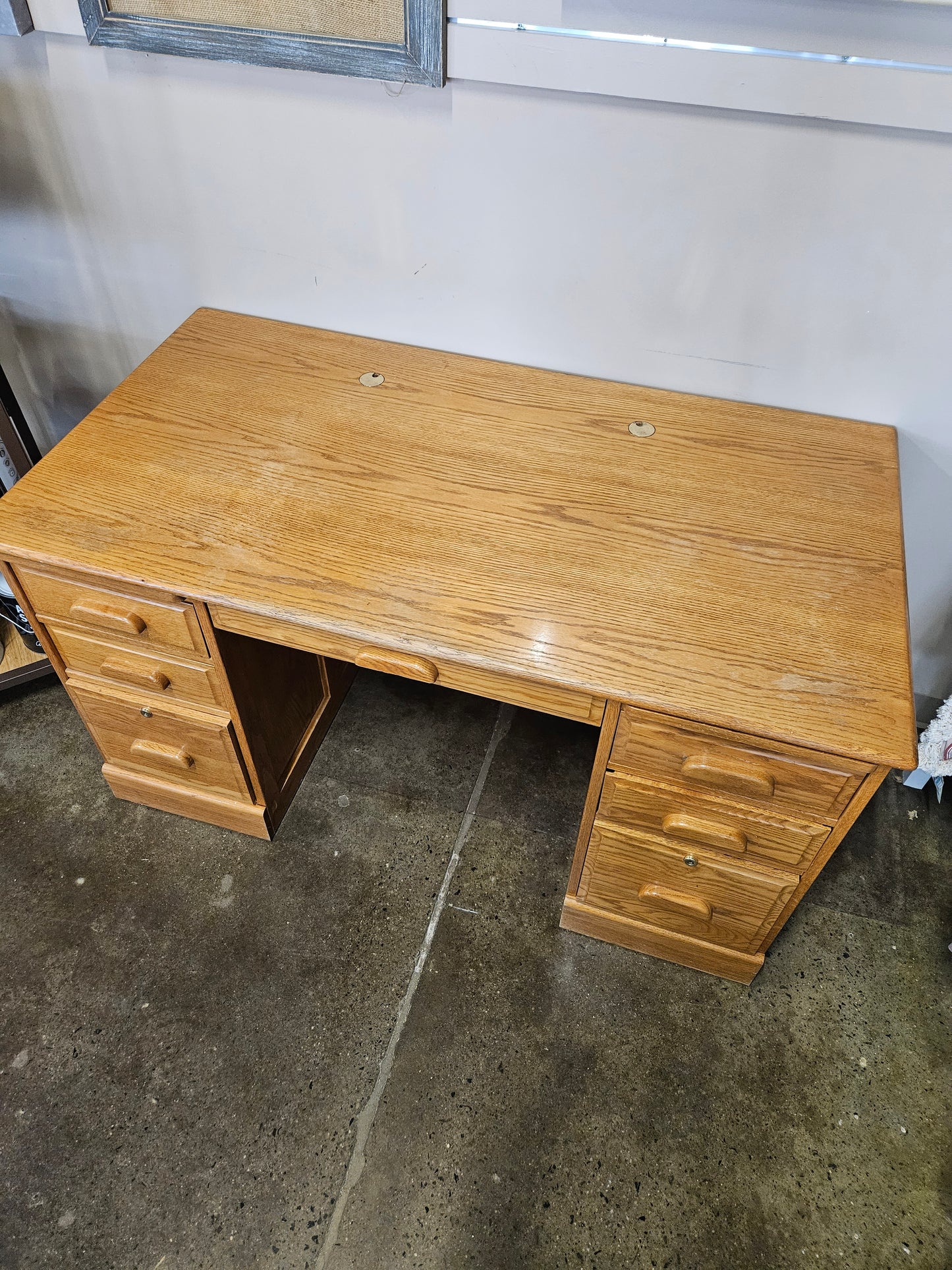 Oak Desk with drawer and keyboard shelf