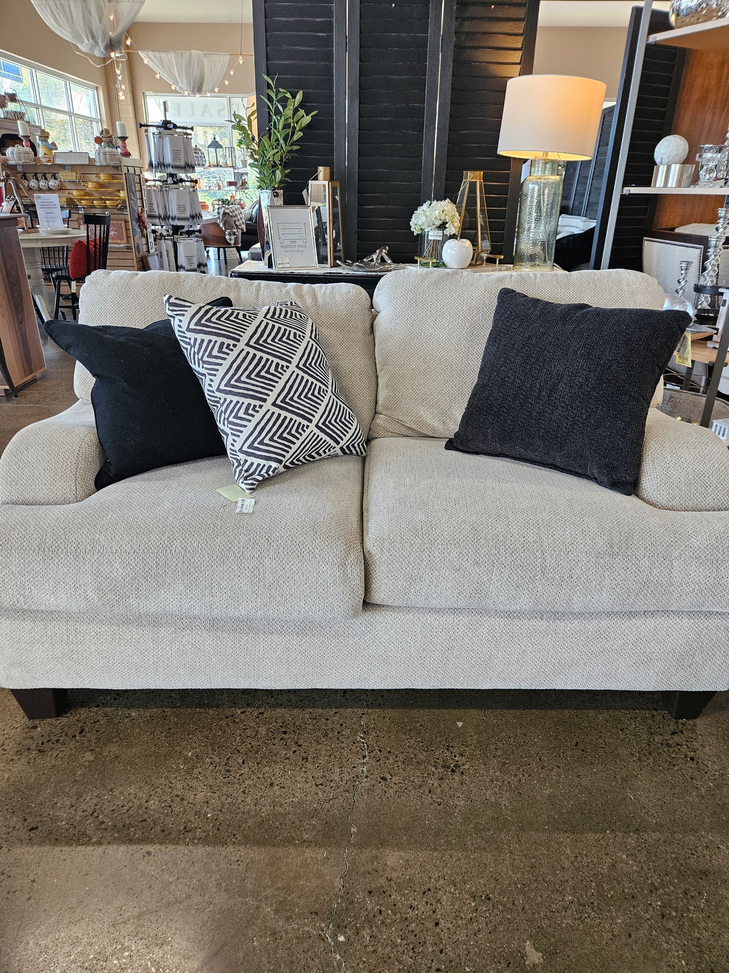 Cream Textured Loveseat