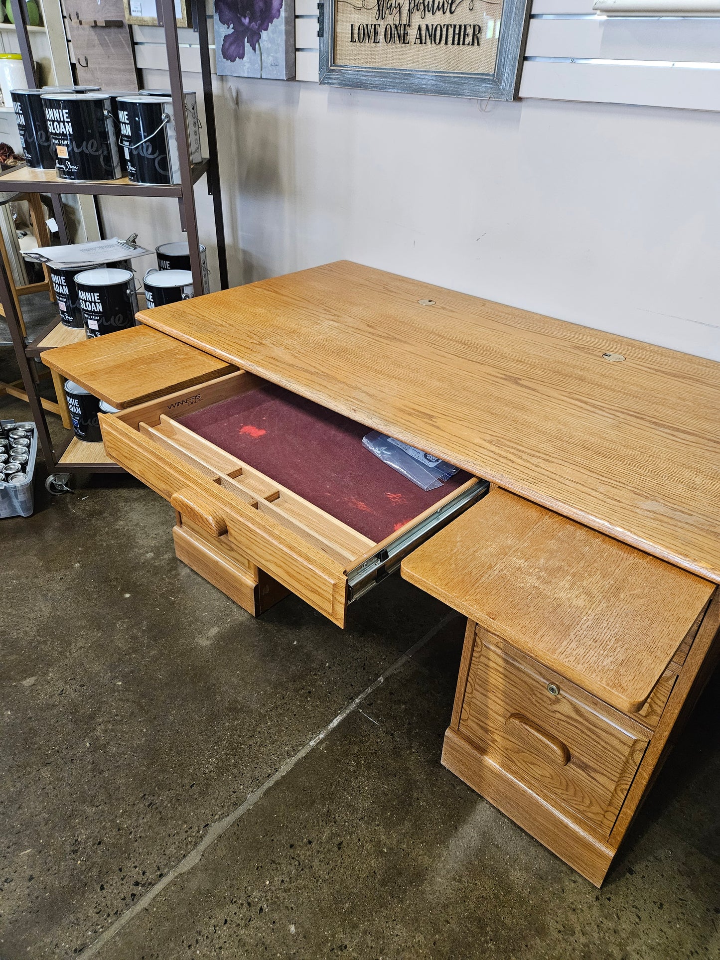 Oak Desk with drawer and keyboard shelf