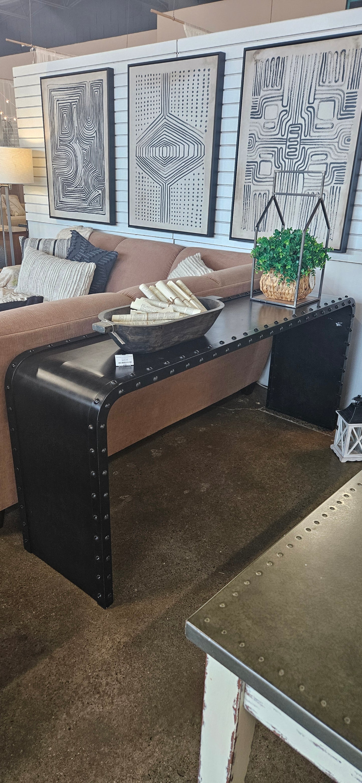 Black studded console table (Model Home)