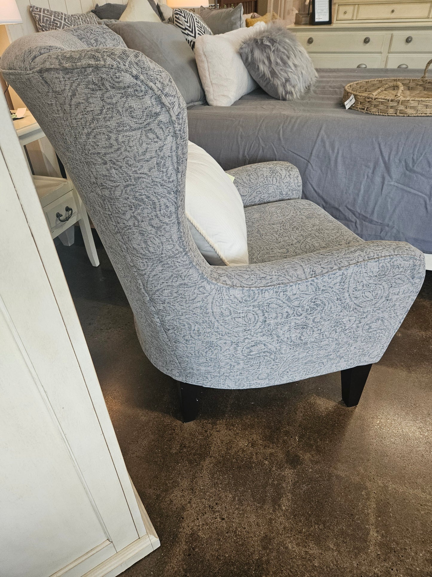 Gray Wingback Accent Chair