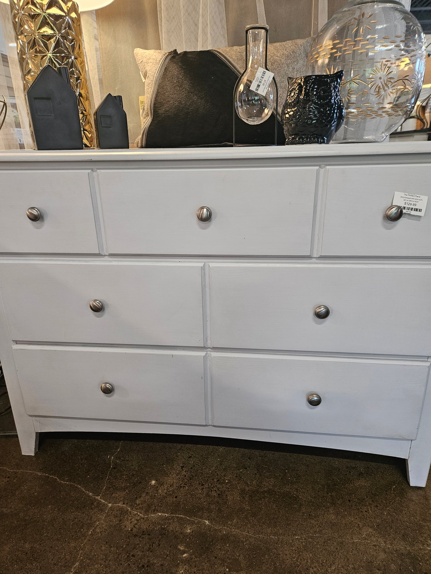 White Dresser with silver pulls