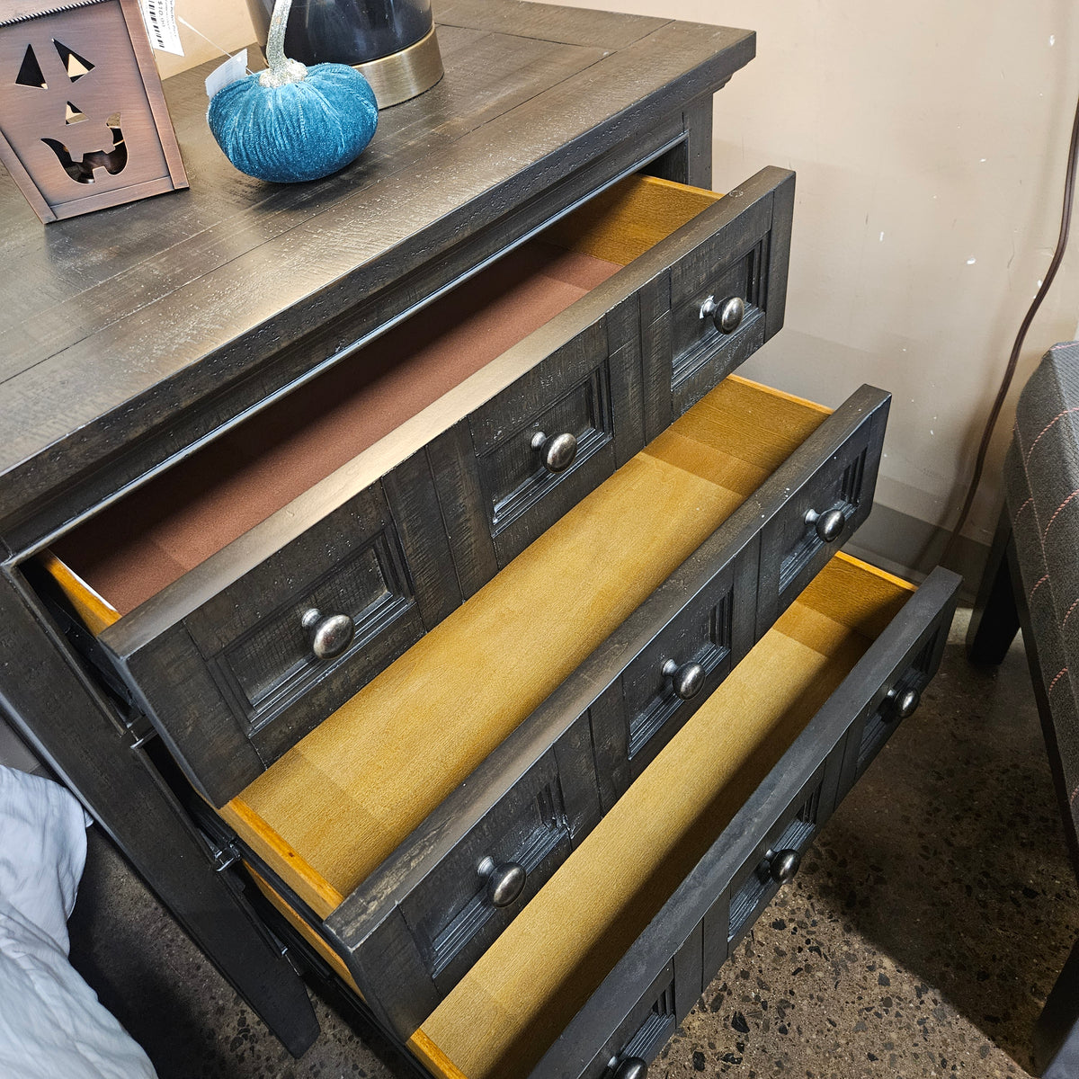 Black/brown nightstand (NEW Model Home)