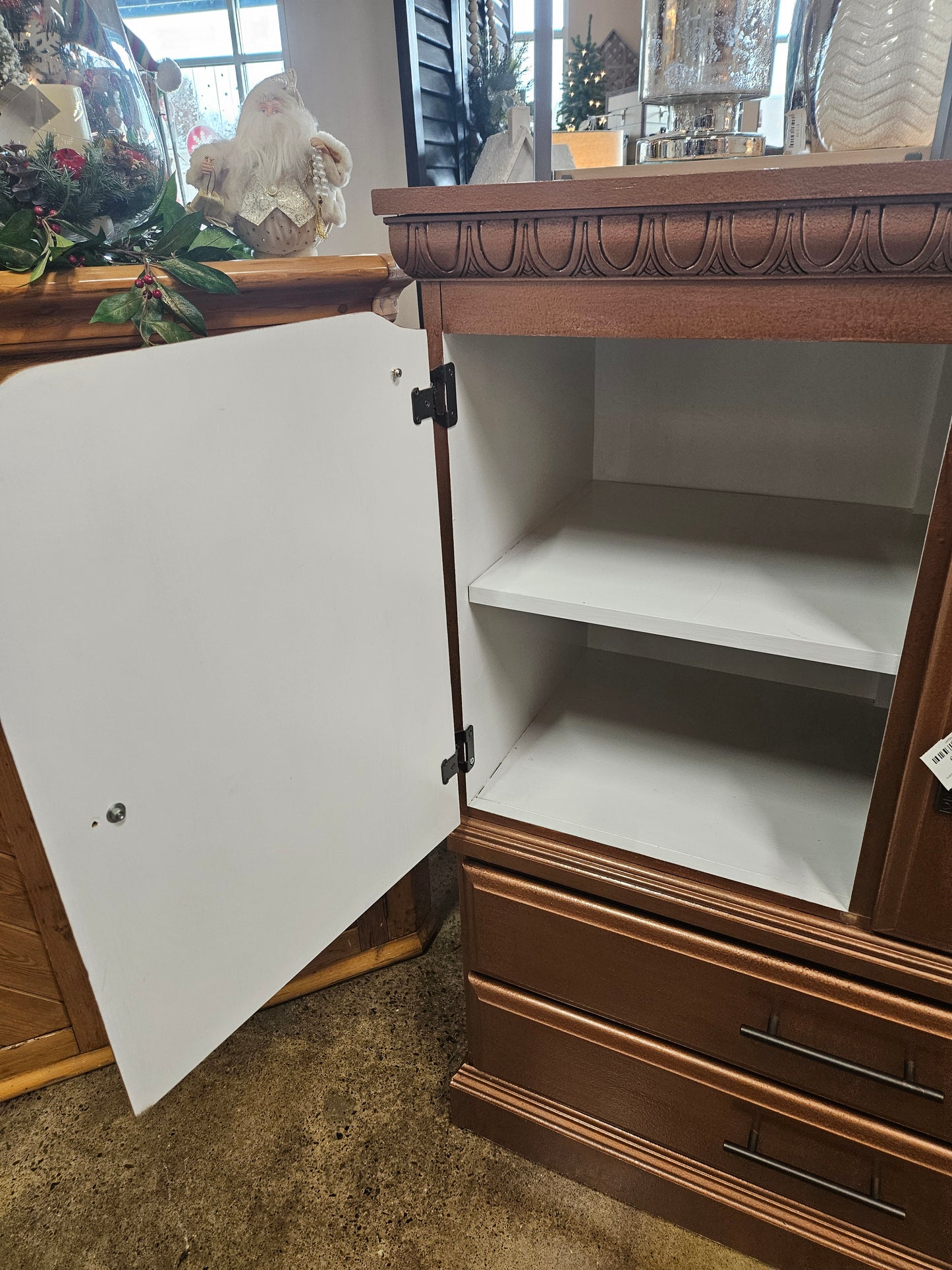 Painted cabinet with lower drawers