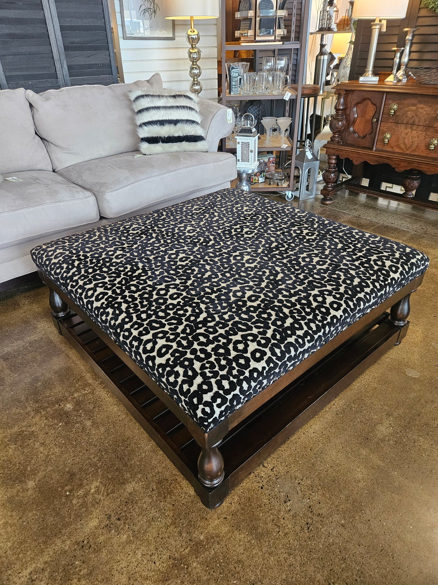 Leopard Print Ottoman