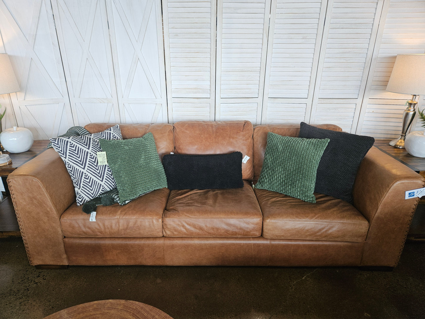 Camel Leather Flexsteel Sofa