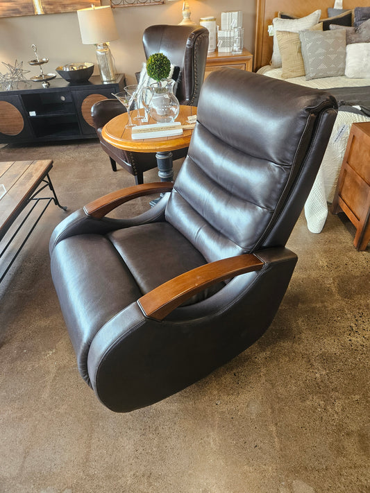 Contemporary Brown Leather Like Recliner