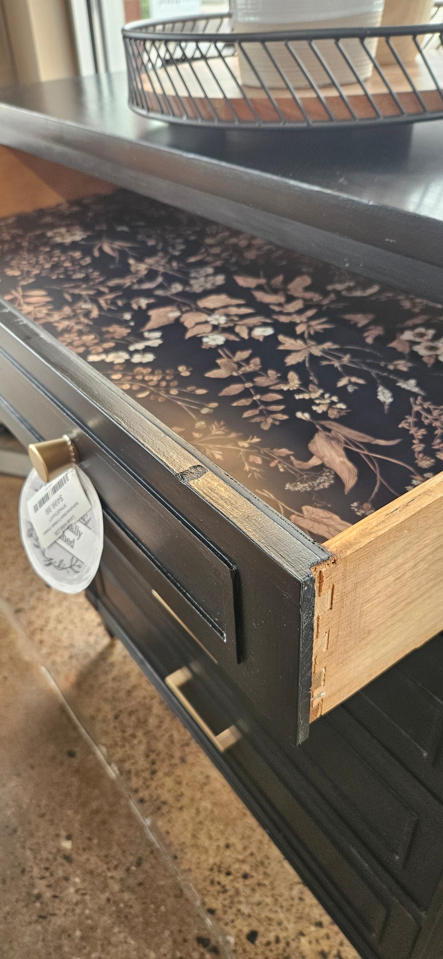 Refinished black 5 drawer dresser