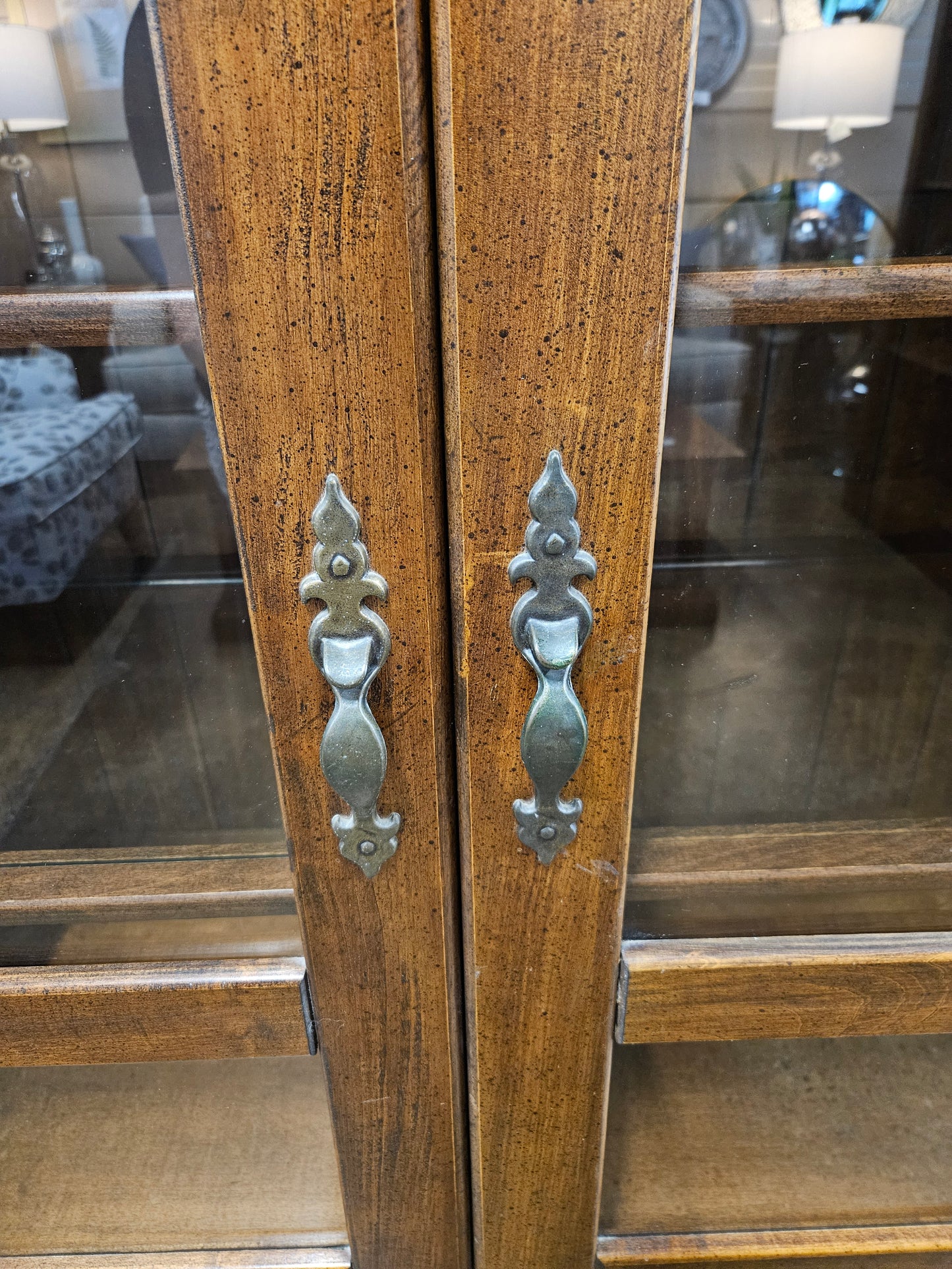Wooden hutch with glass shelves