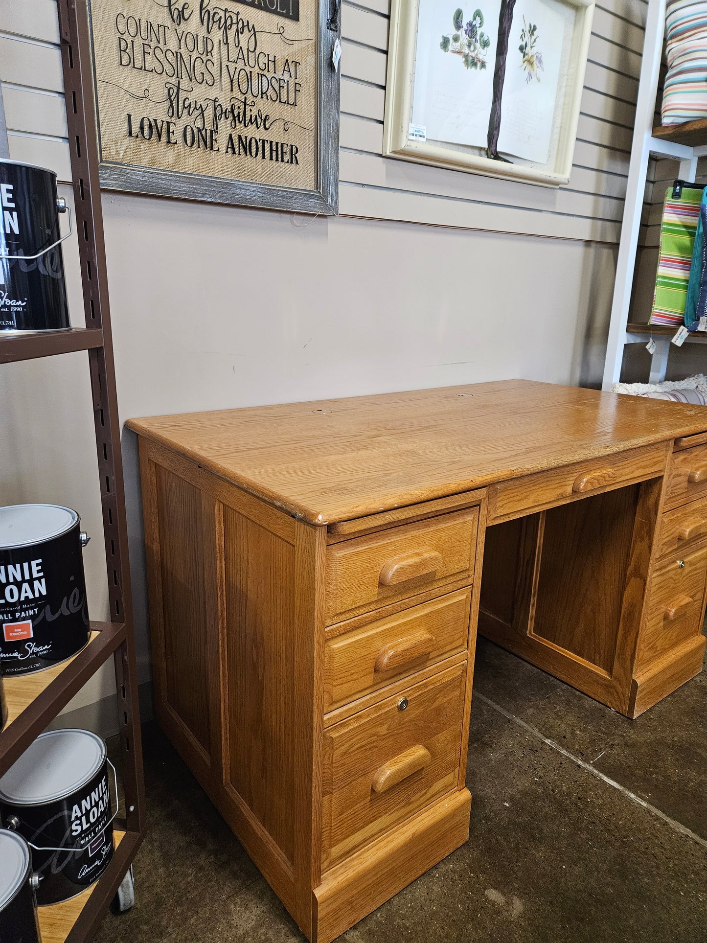 Oak Desk with drawer and keyboard shelf