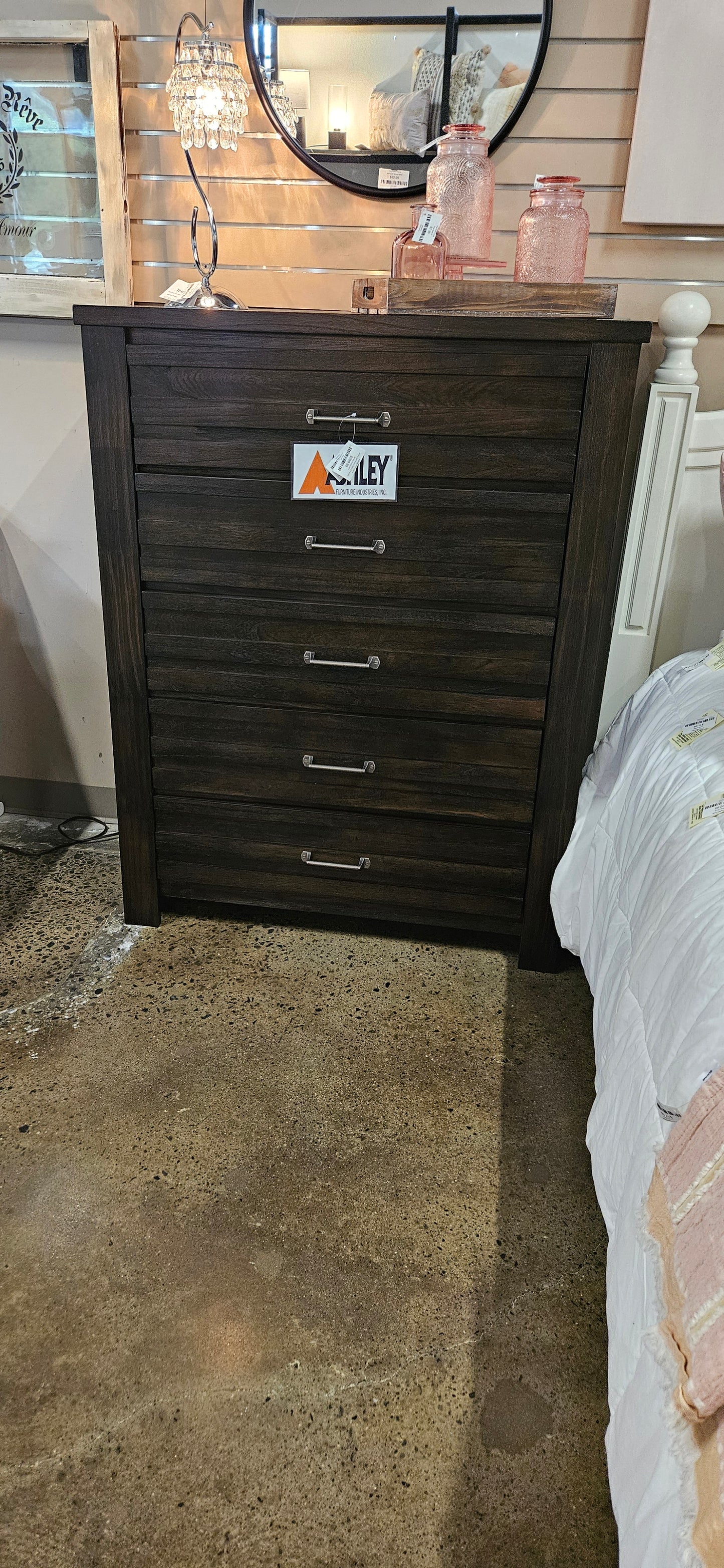 Ashley dark wood chest of drawers