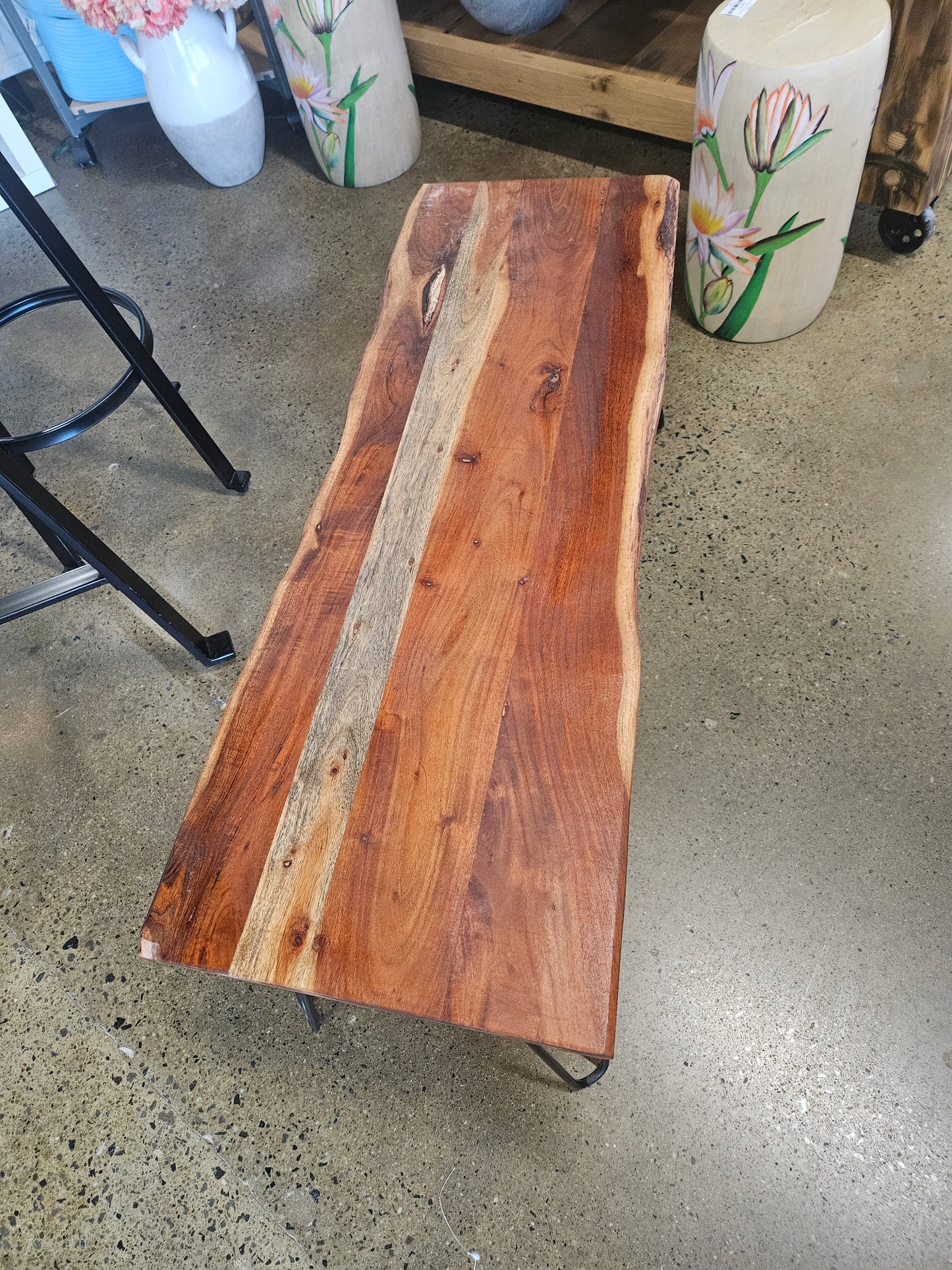 Wood and Metal Bench