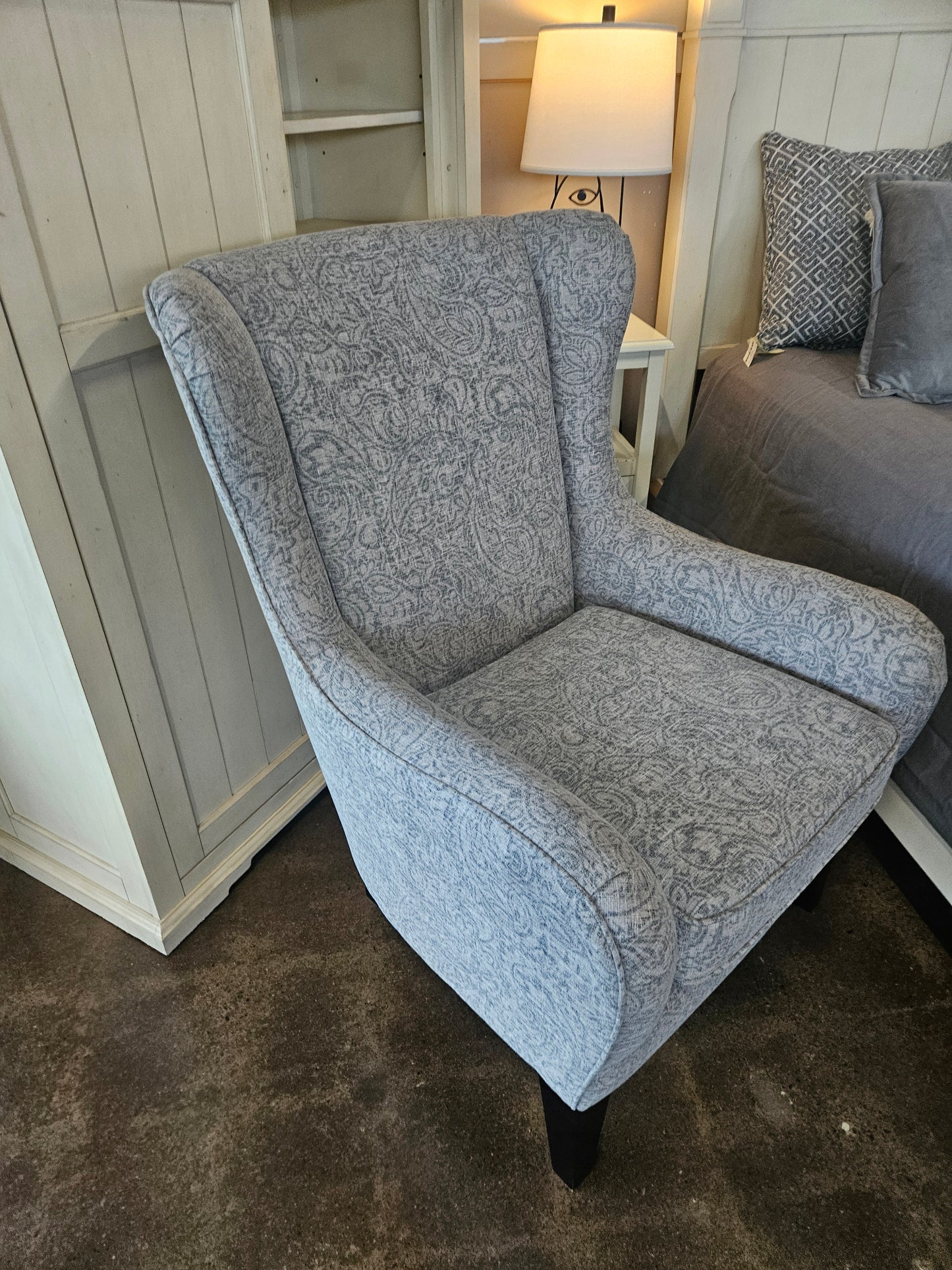 Gray Wingback Accent Chair