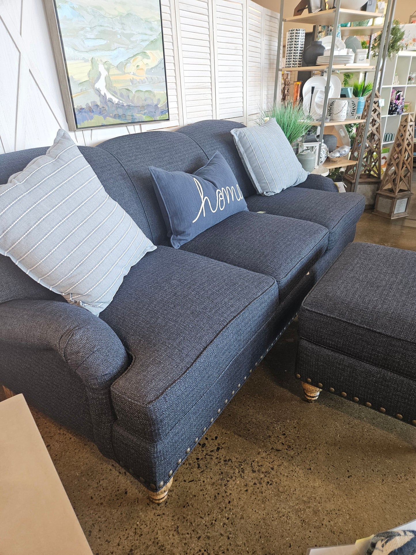 Arhaus Blue Sofa/ottoman