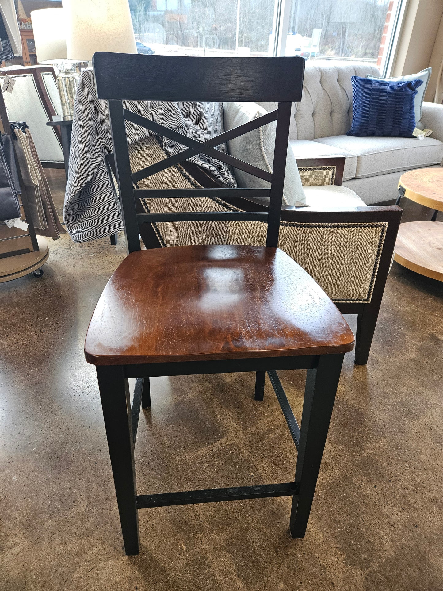 Wood top high top dining table with butterfly leaf & 4 chairs