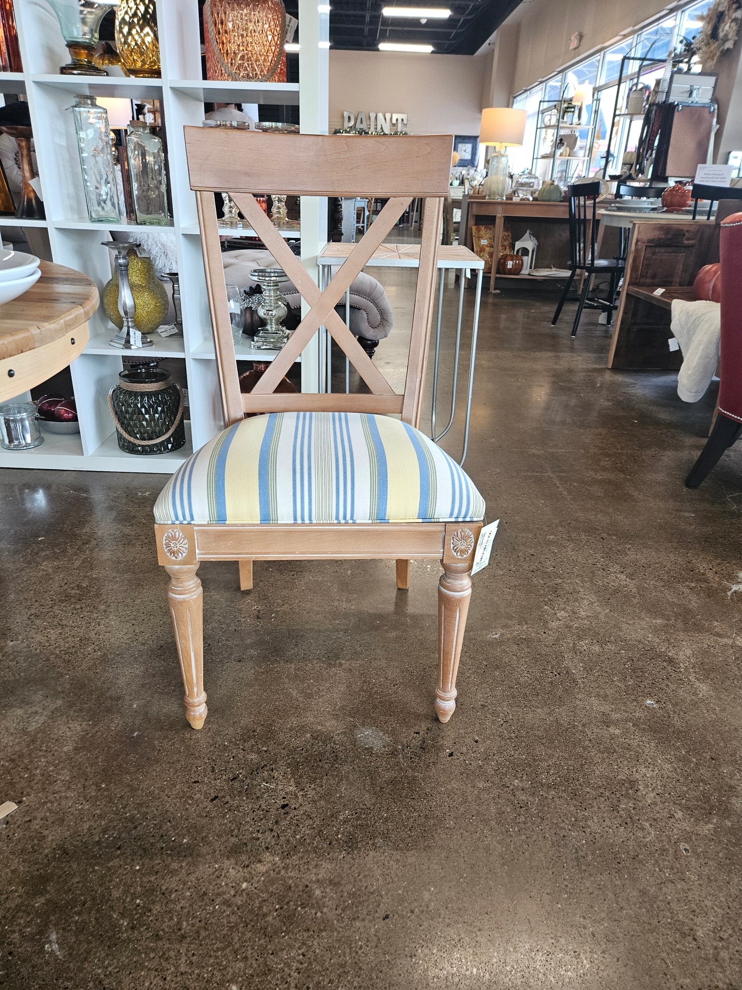 Ethan Allen Striped Seat Accent Chairs (2)