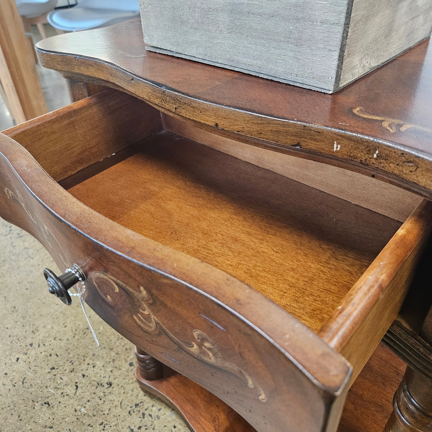 Side table with shelf and drawer