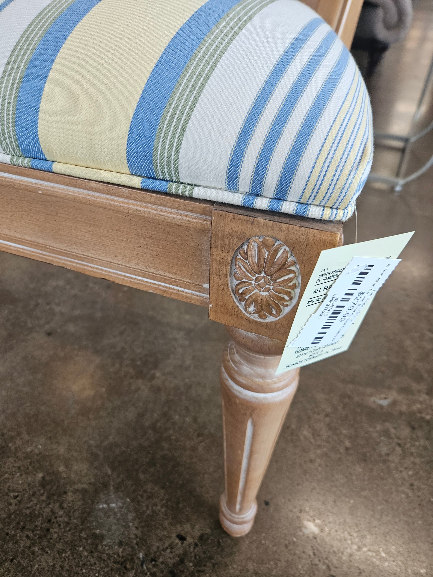 Ethan Allen Striped Seat Accent Chairs (2)