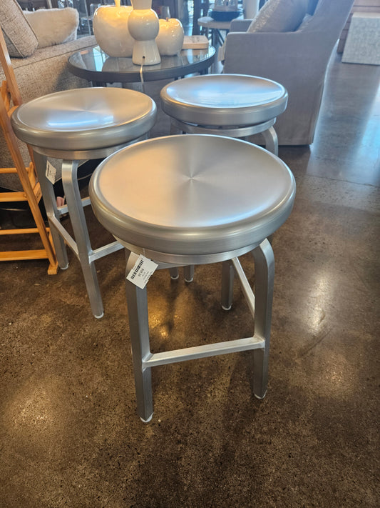 Crate and Barrel Silver Stool 24"