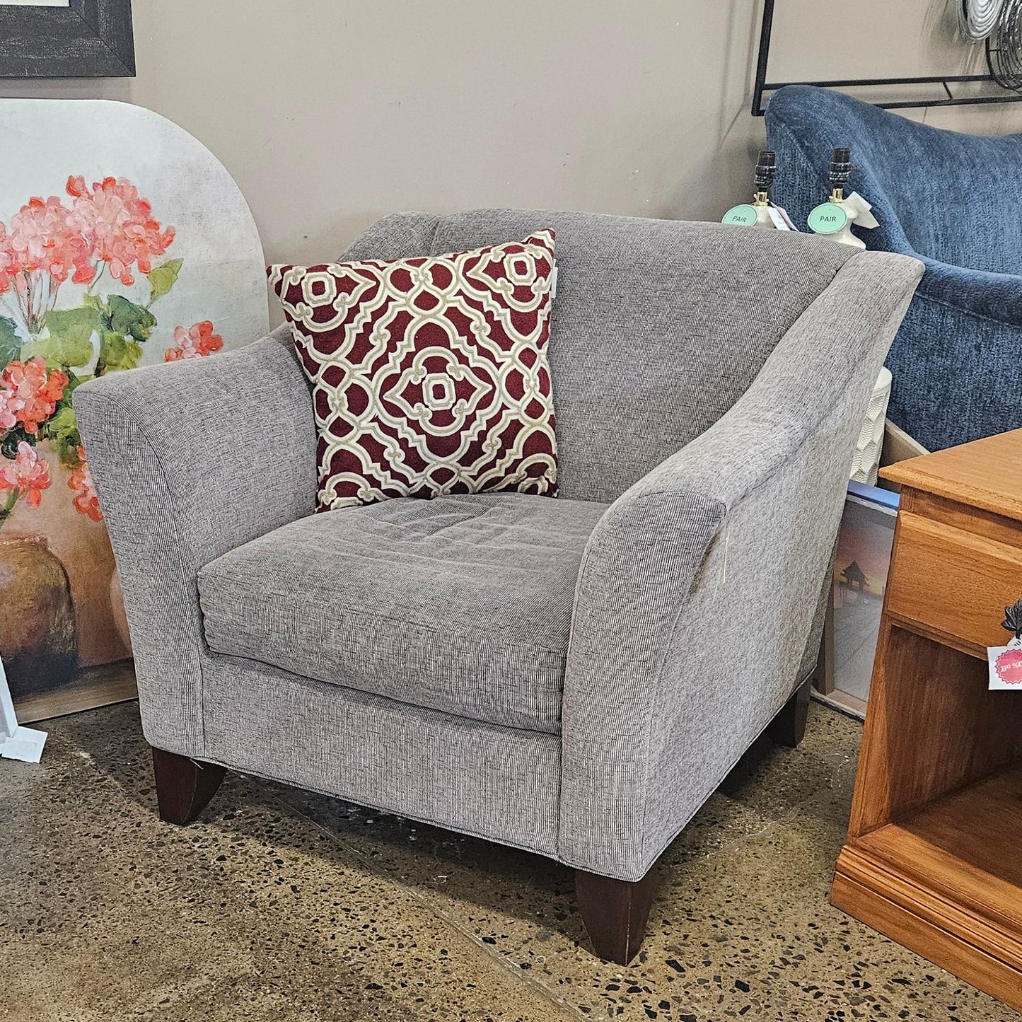 Gray upholstered chair