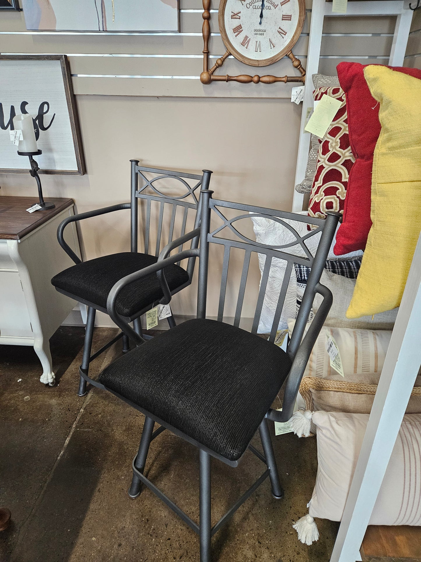 Set of 2 Metal Swivel Bar Stools