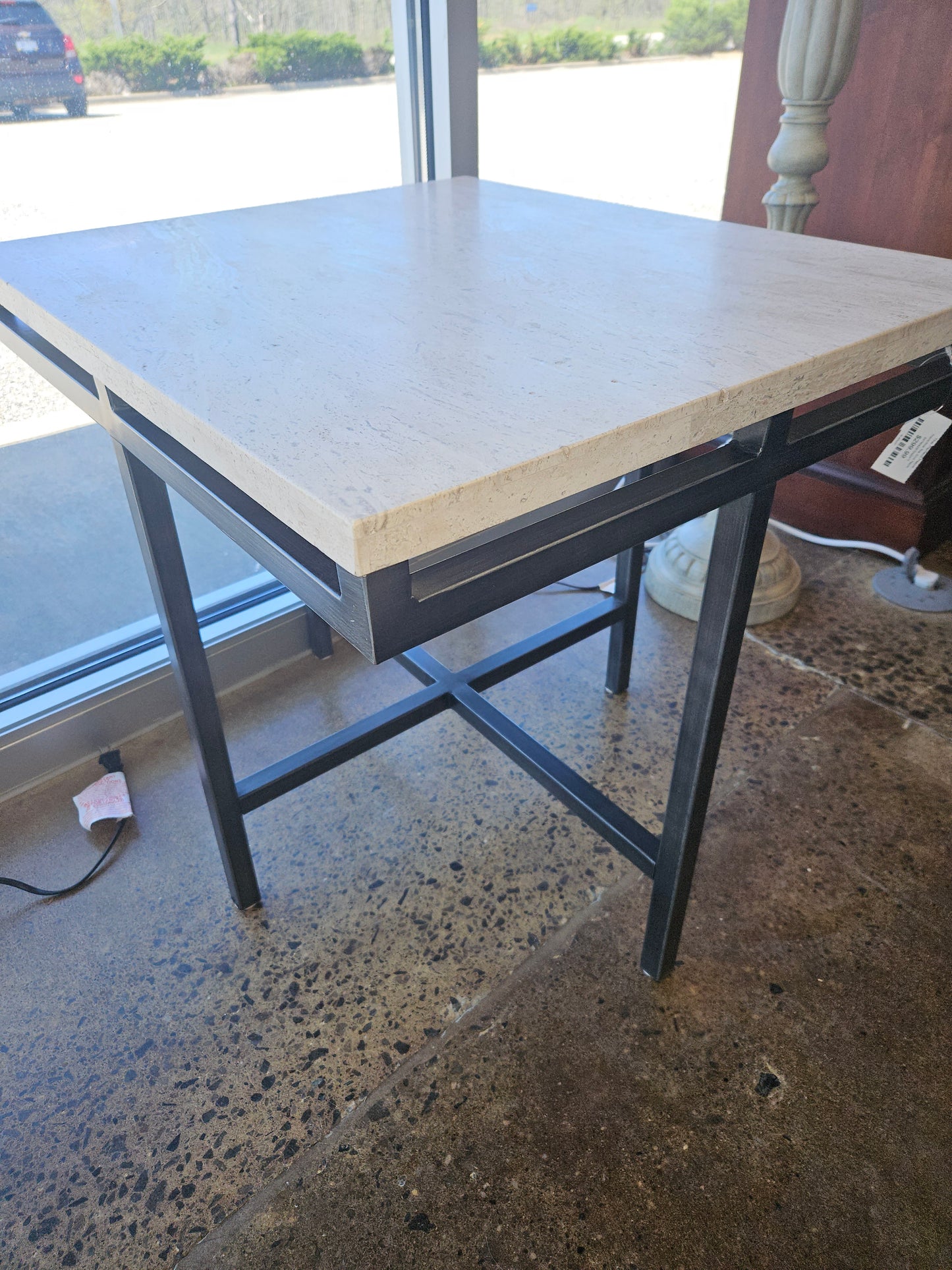 Travertine Top End Table