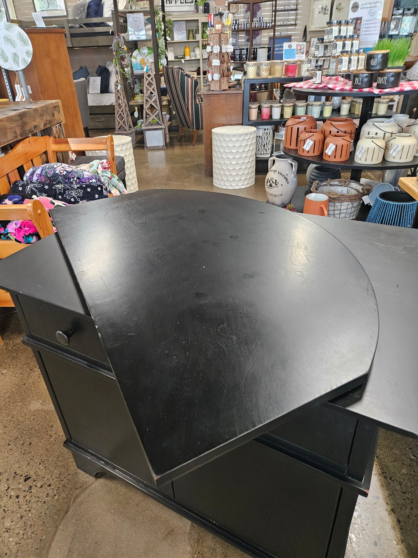 Black TV/Media Stand with swivel top