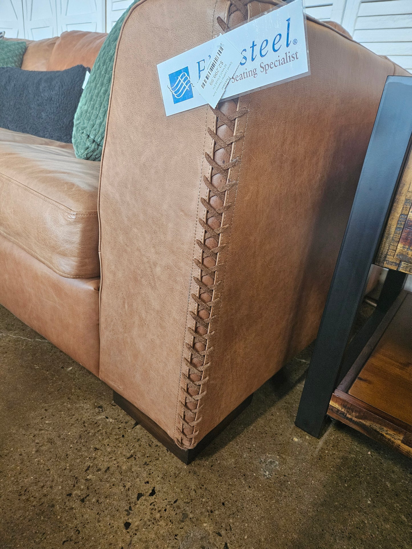 Camel Leather Flexsteel Sofa