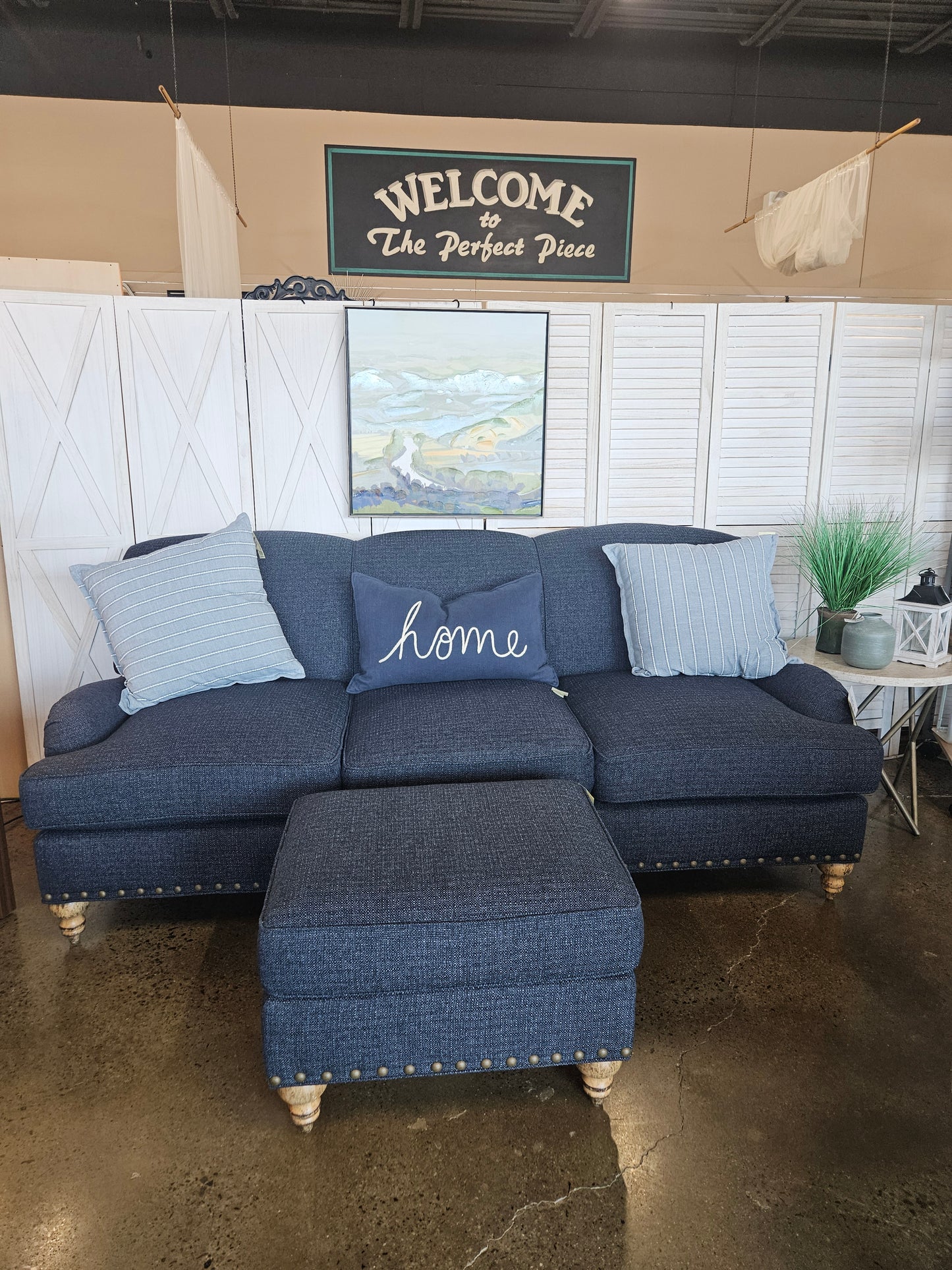Arhaus Blue Sofa/ottoman