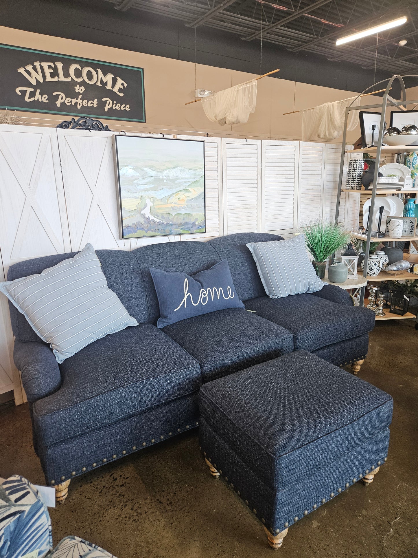 Arhaus Blue Sofa/ottoman