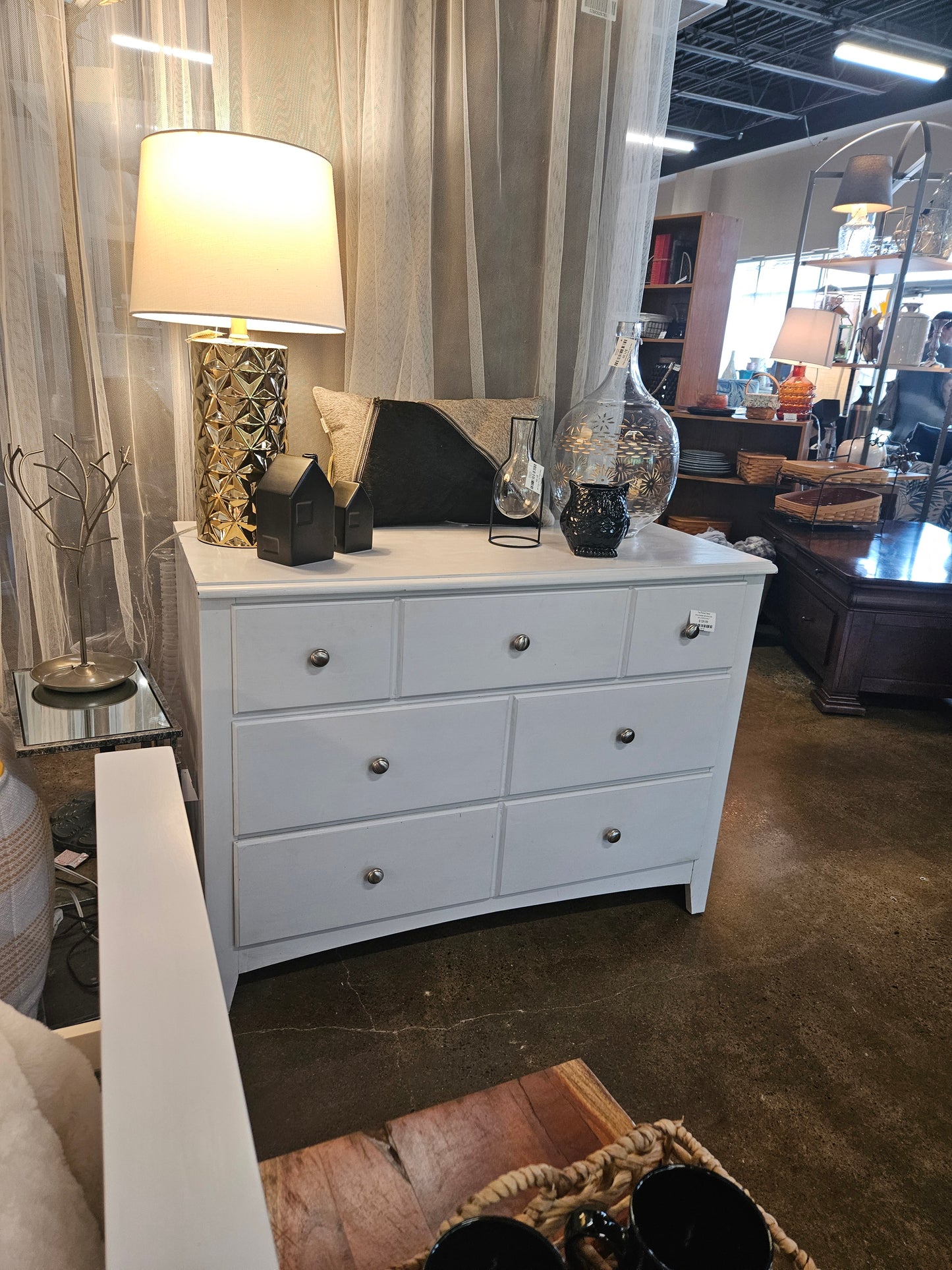 White Dresser with silver pulls