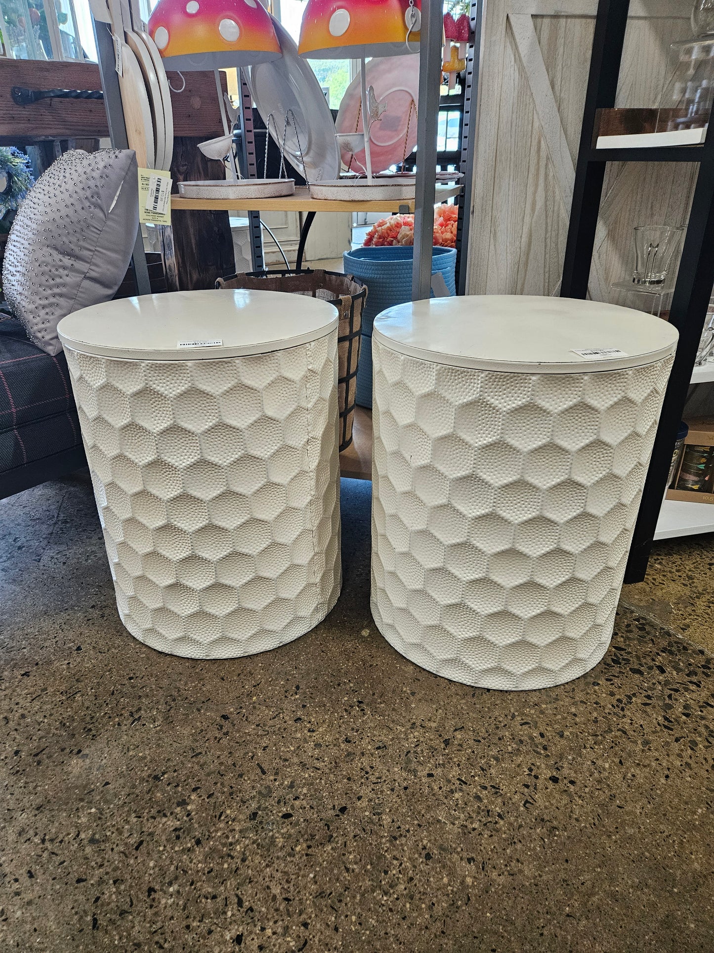 Cream Metal Accent Indoor/Outdoor Table