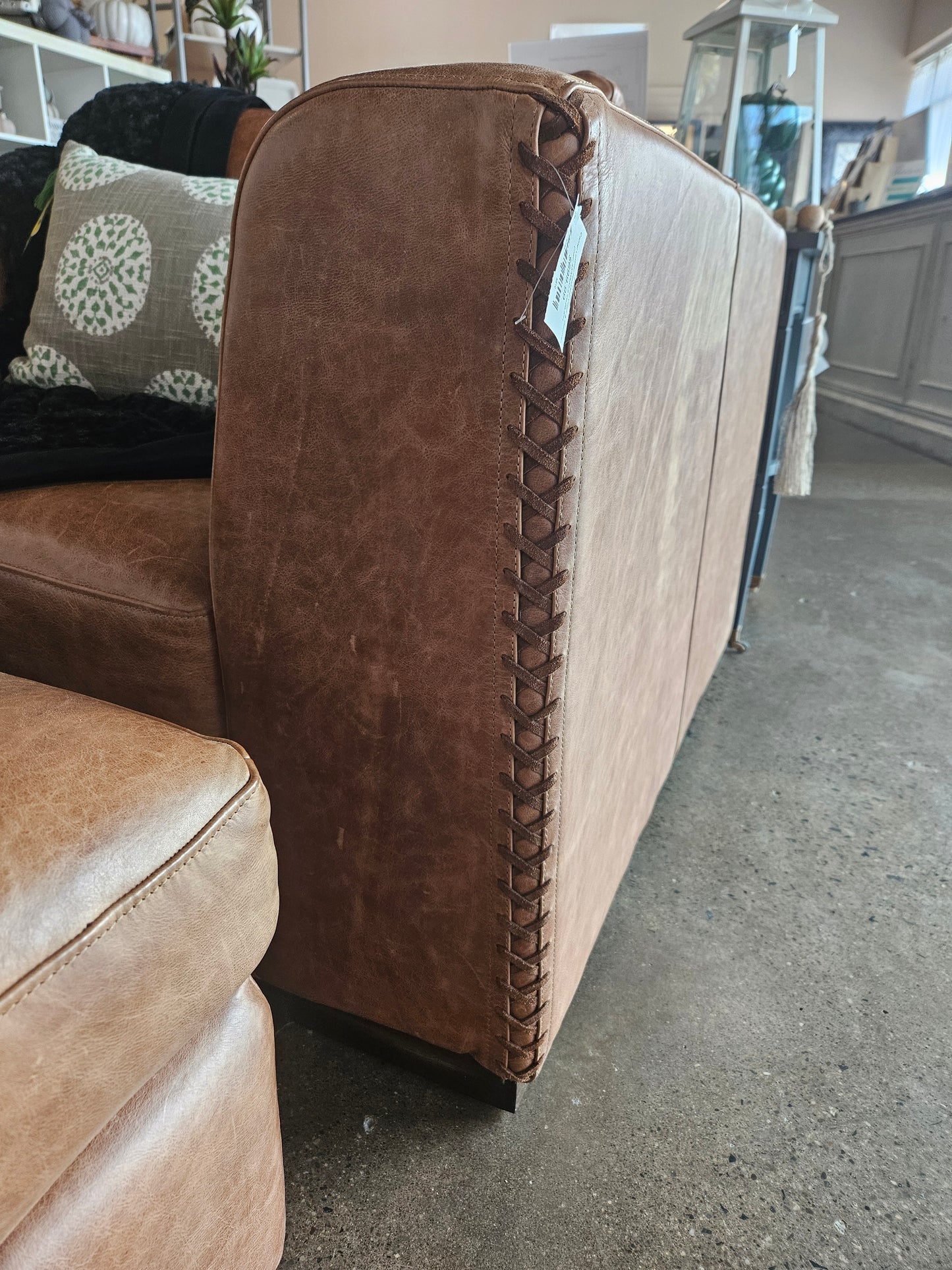 Camel Leather Flexsteel Chair & Ottoman