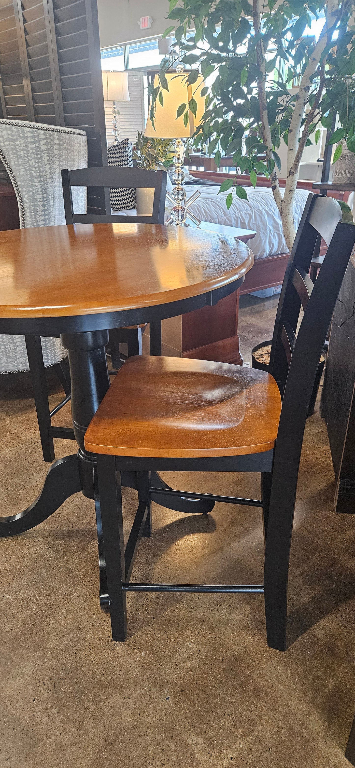 36" high top table with 2 chairs