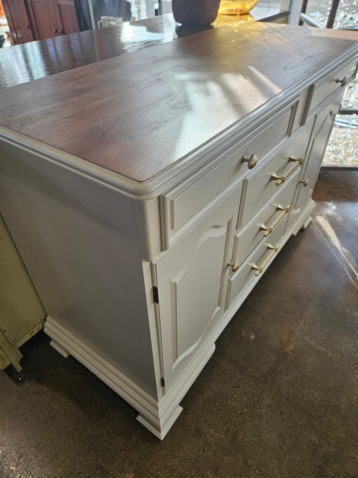 Light painted media stand/buffet/dresser