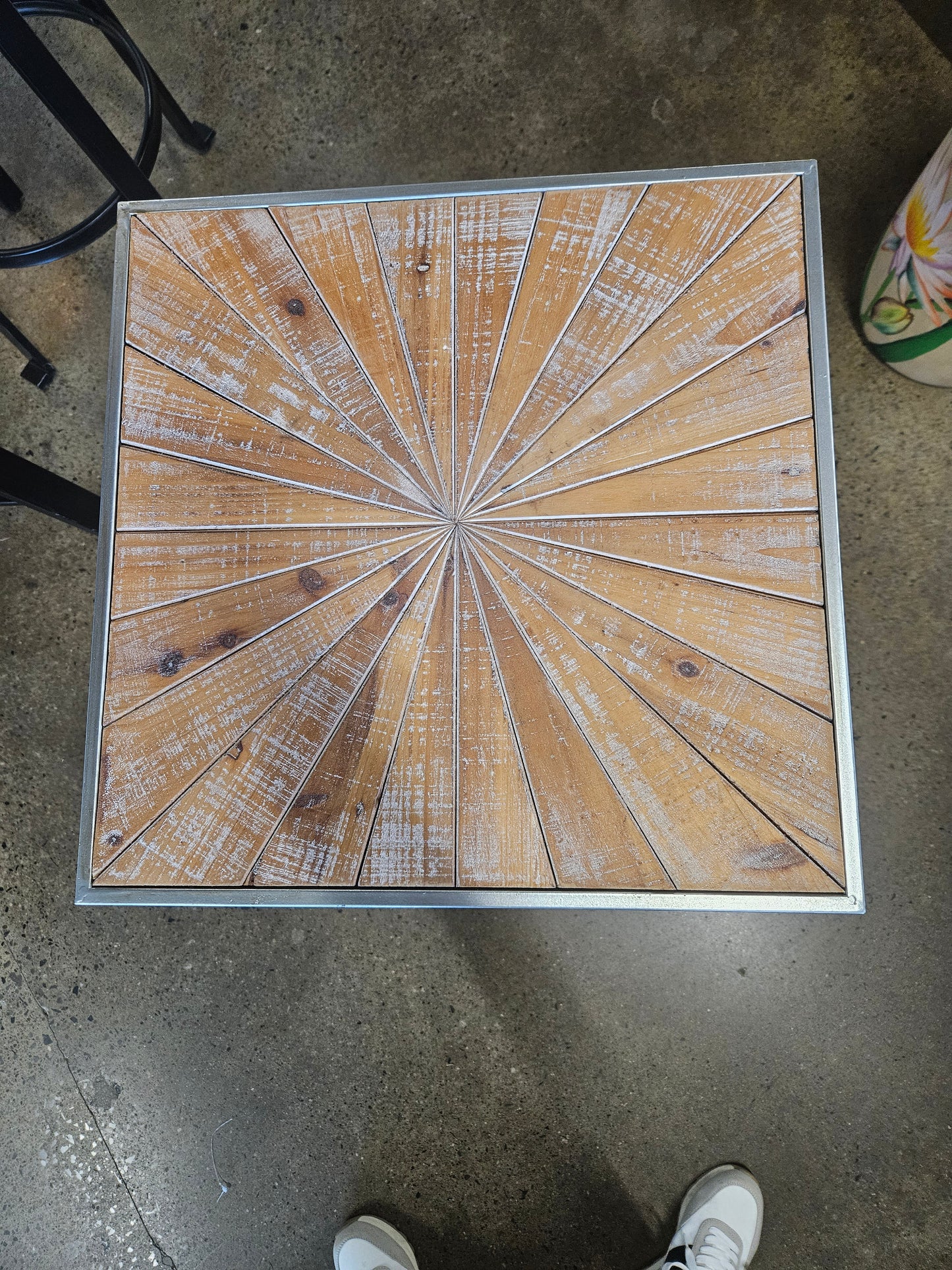 Metal and Wood Tall Side Table