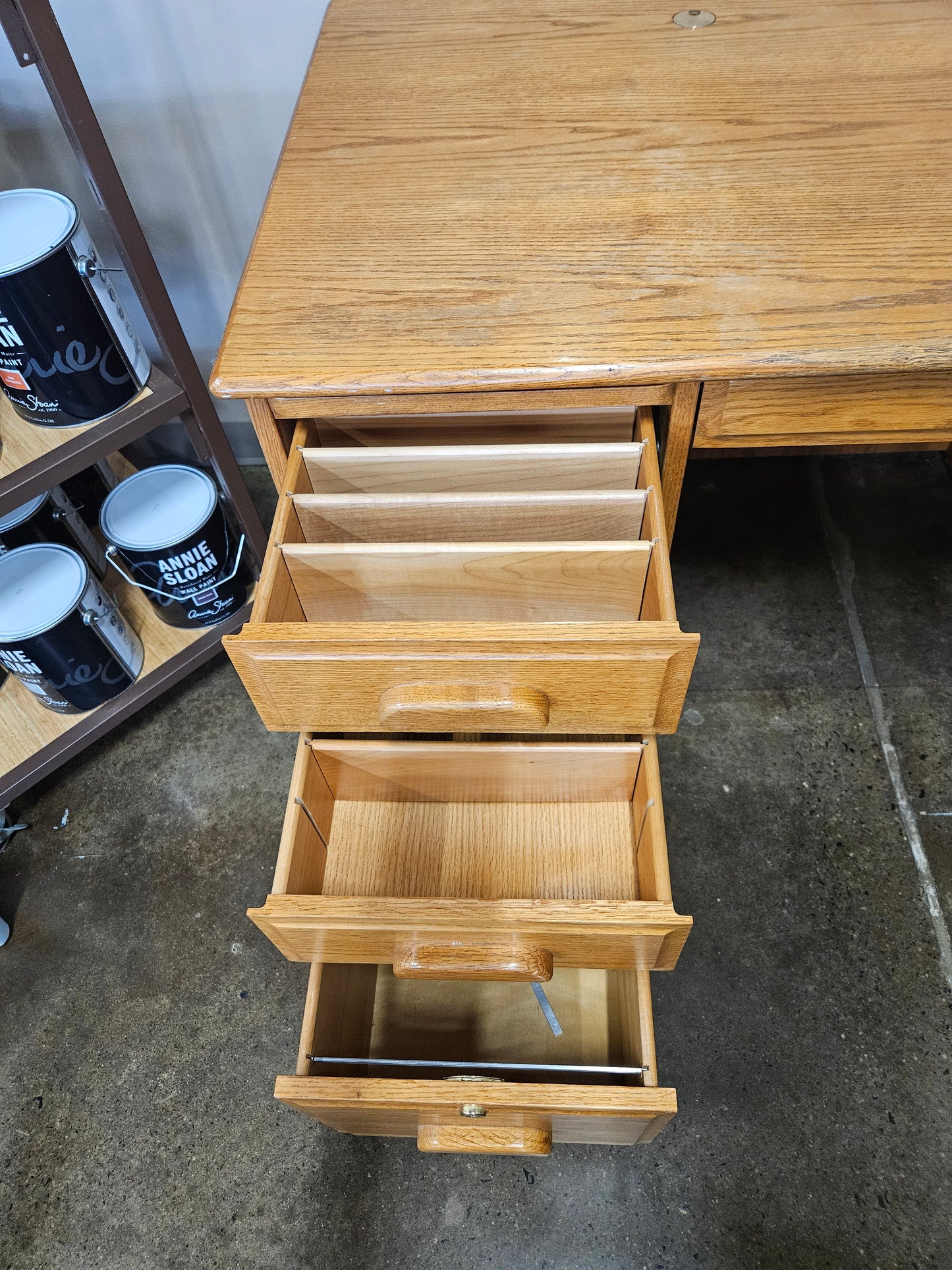 Oak Desk with drawer and keyboard shelf