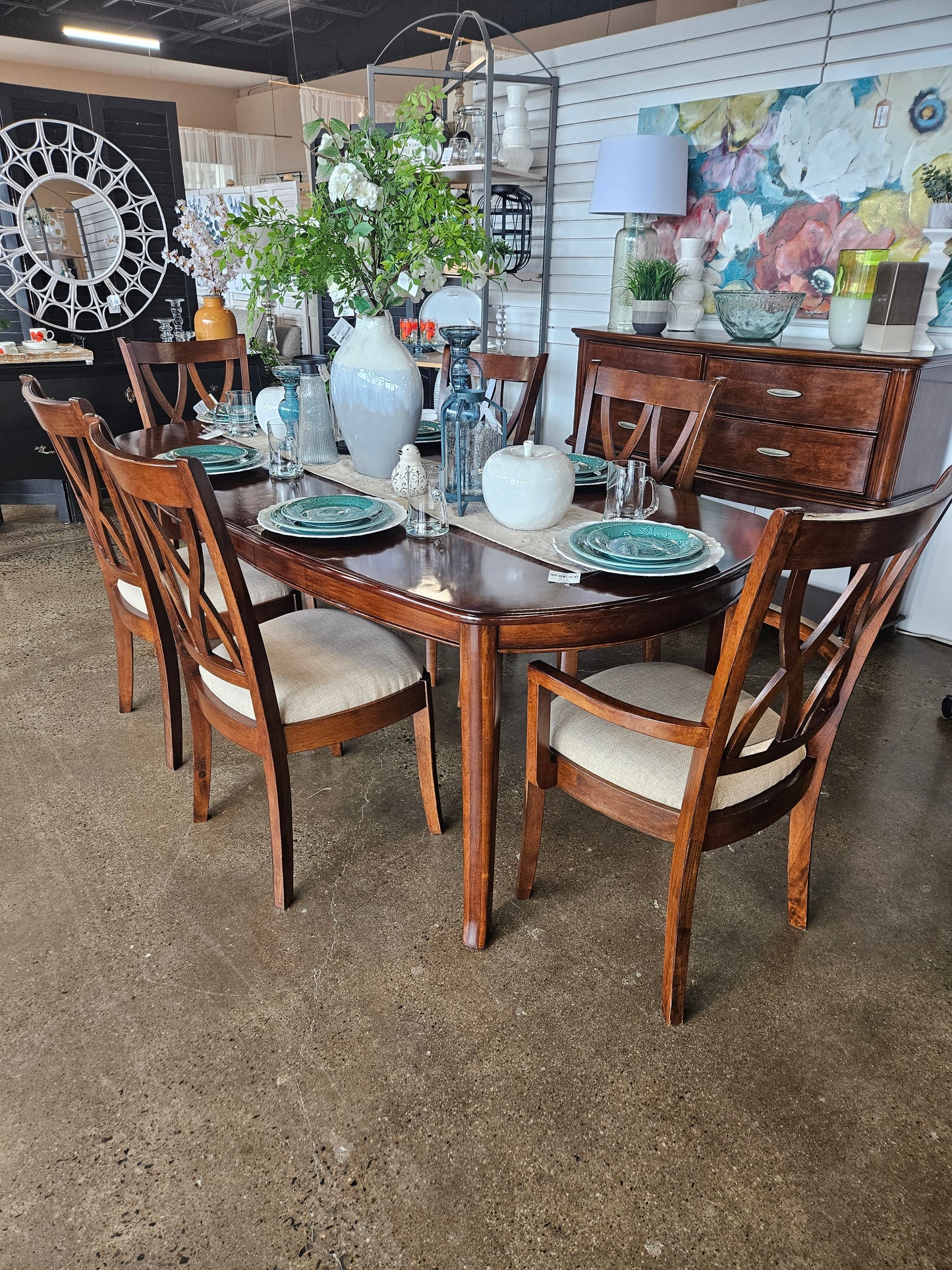 Ashley wood dining set with 6 chairs