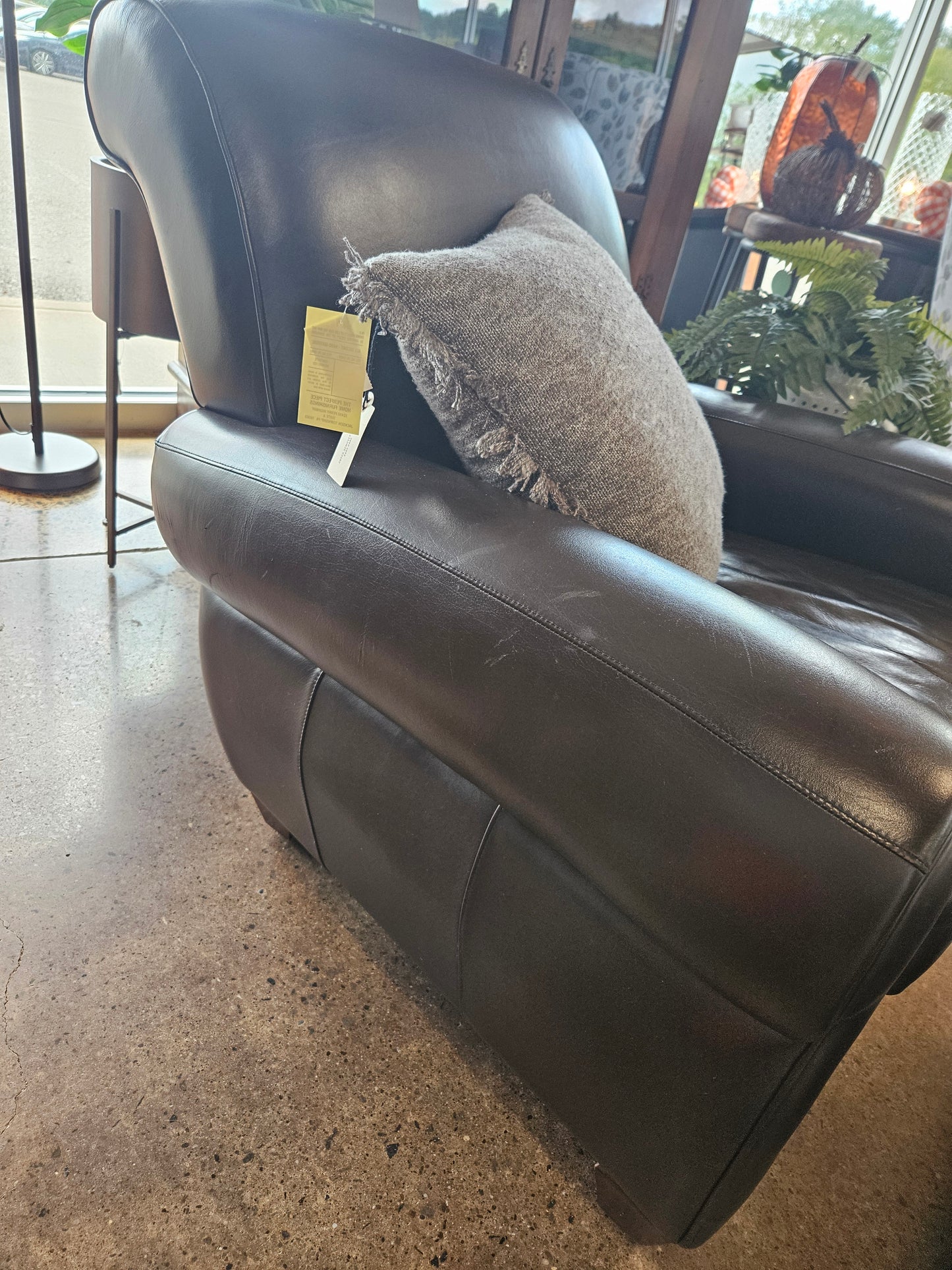 Brown Leather Chair with Ottoman
