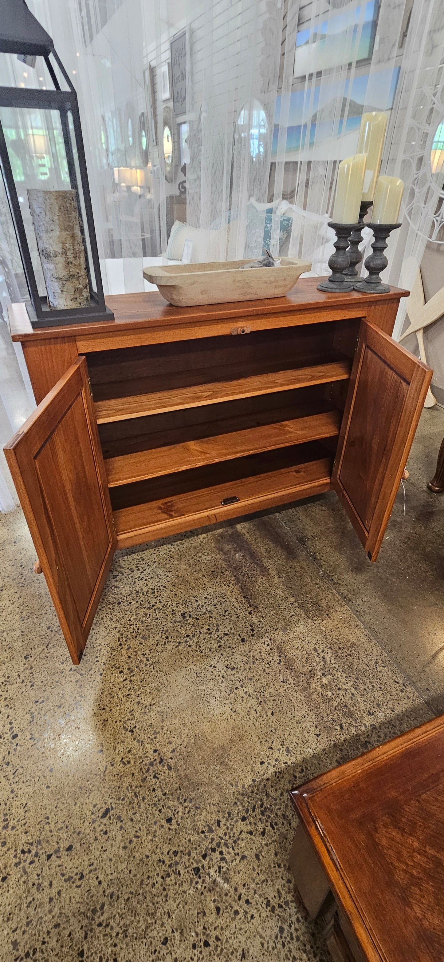 Wooden console/cabinet with shelves