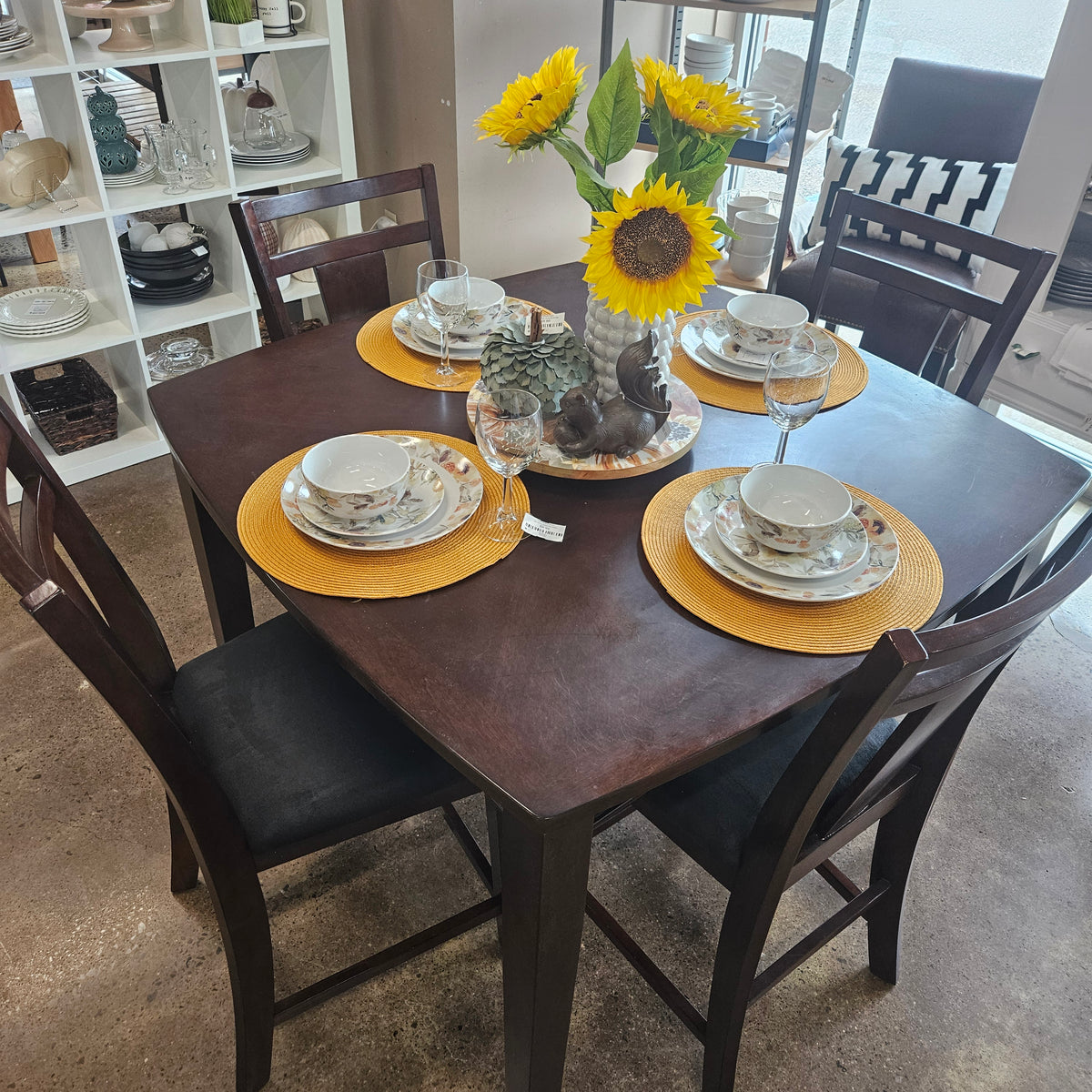 Wooden hightop table with 4 chairs