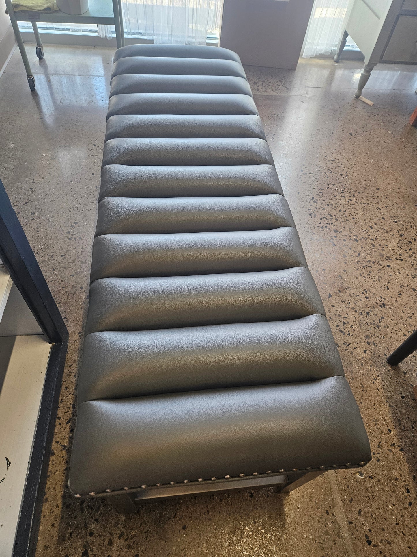 Gray Upholstered Bench